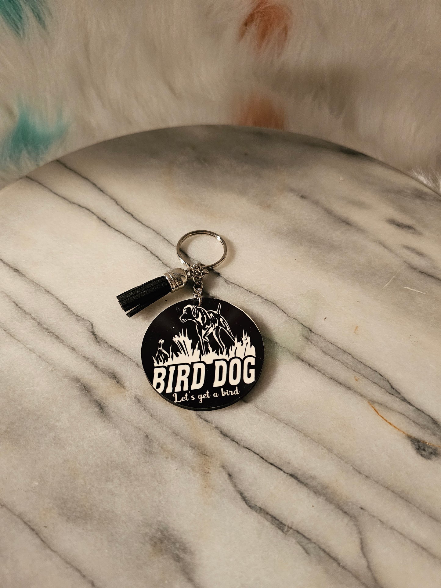 2 inch sublimation Let's go hunting bird dog Keychain
