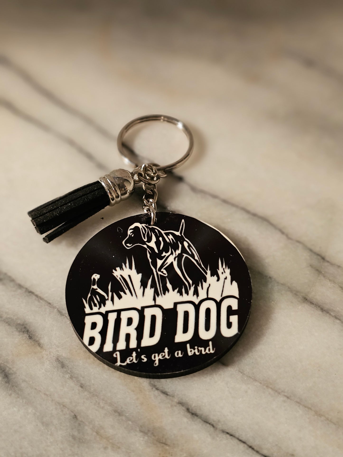 2 inch sublimation Let's go hunting bird dog Keychain