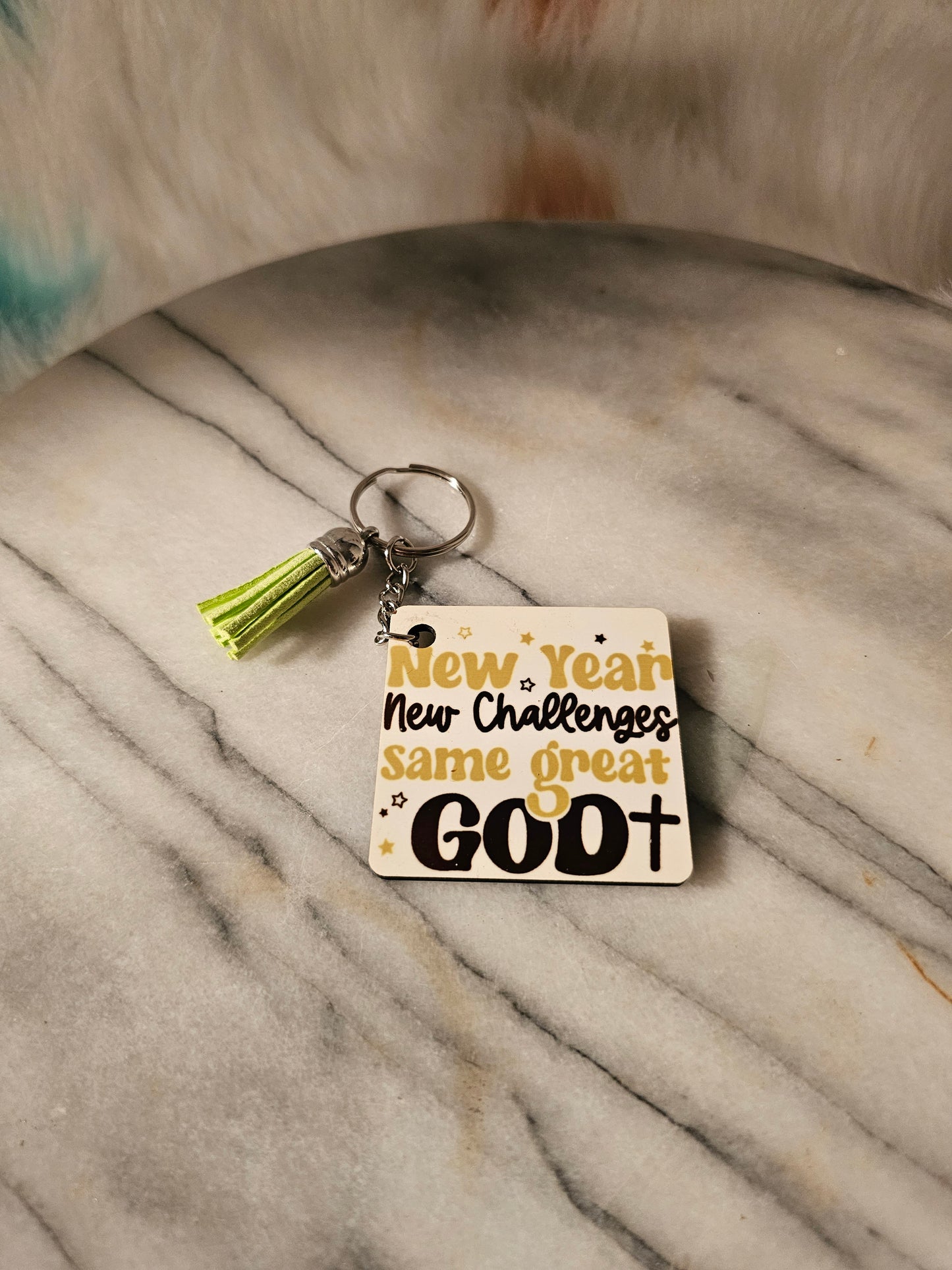 Sublimation square Same great God Keychain.