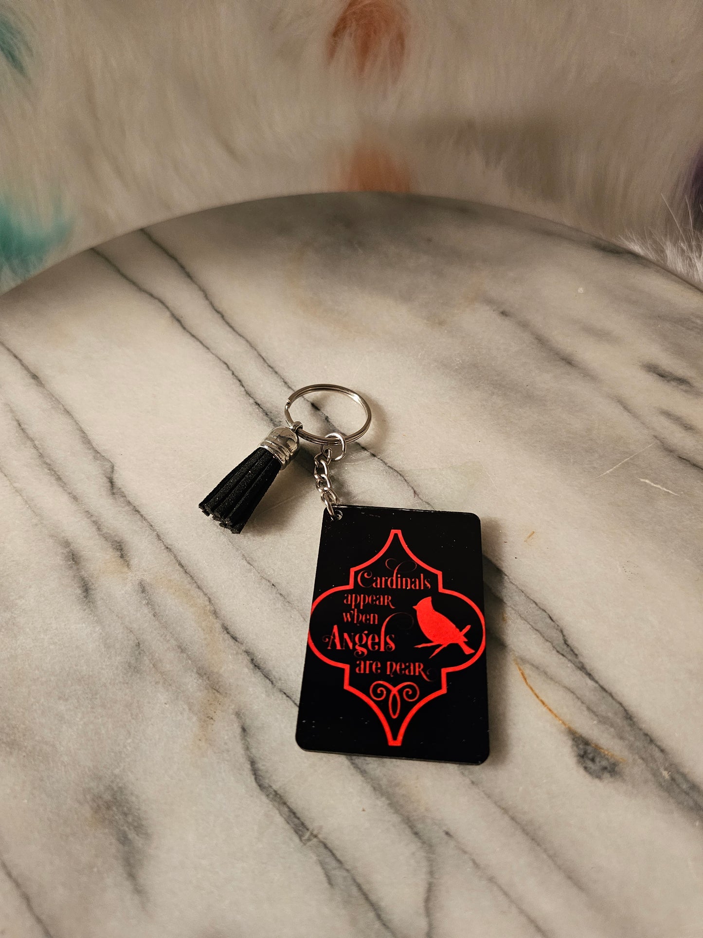 Sublimation square When a cardinal appears Keychain.