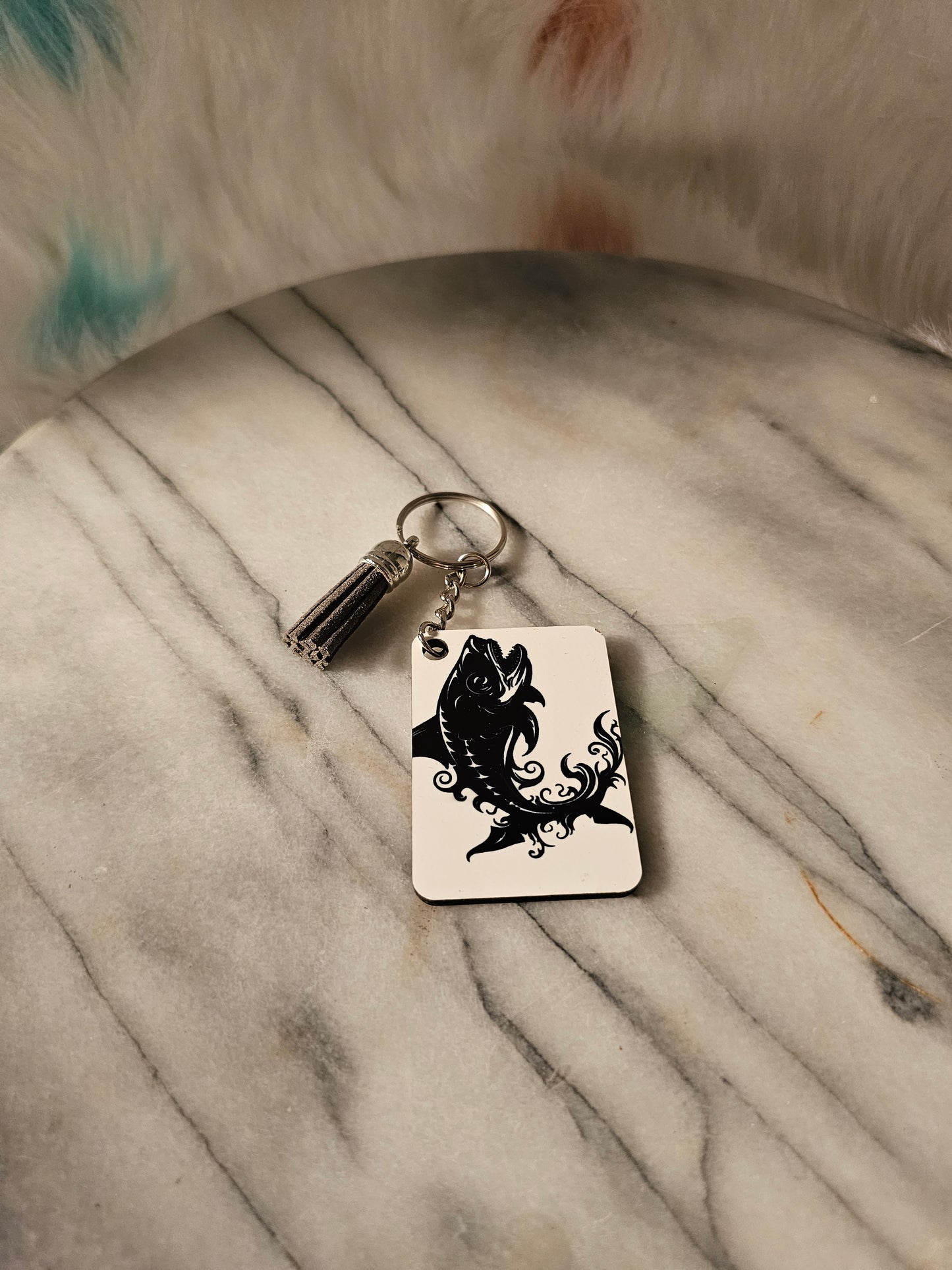 Sublimation rectangle Let's go fishing Keychain.
