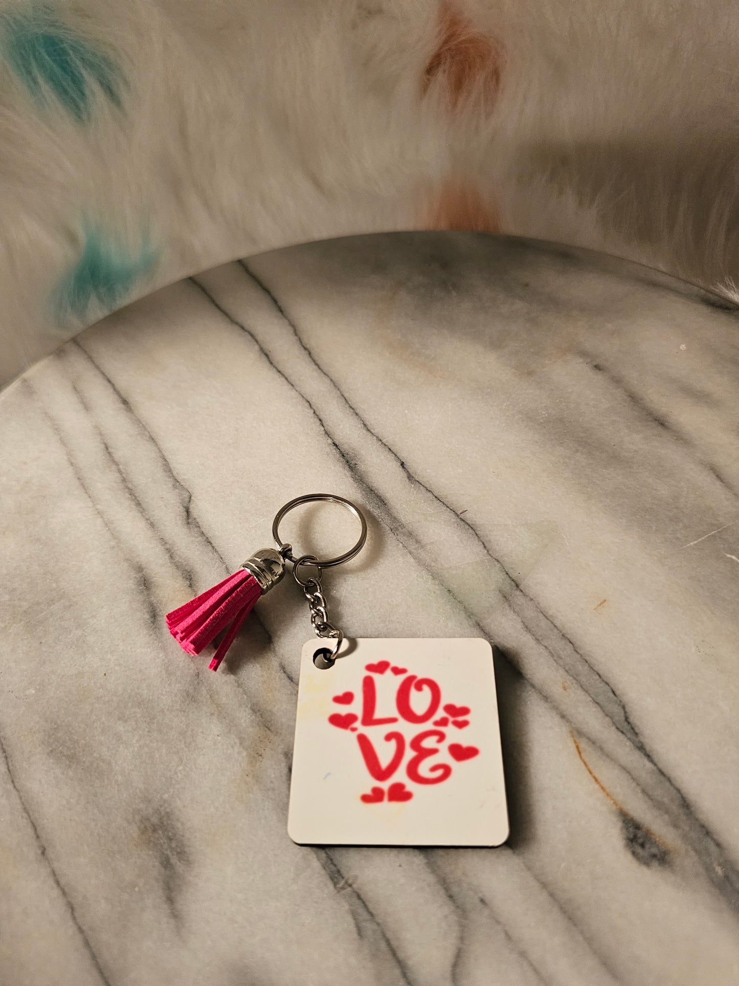 2 inch sublimation square Love Keychain