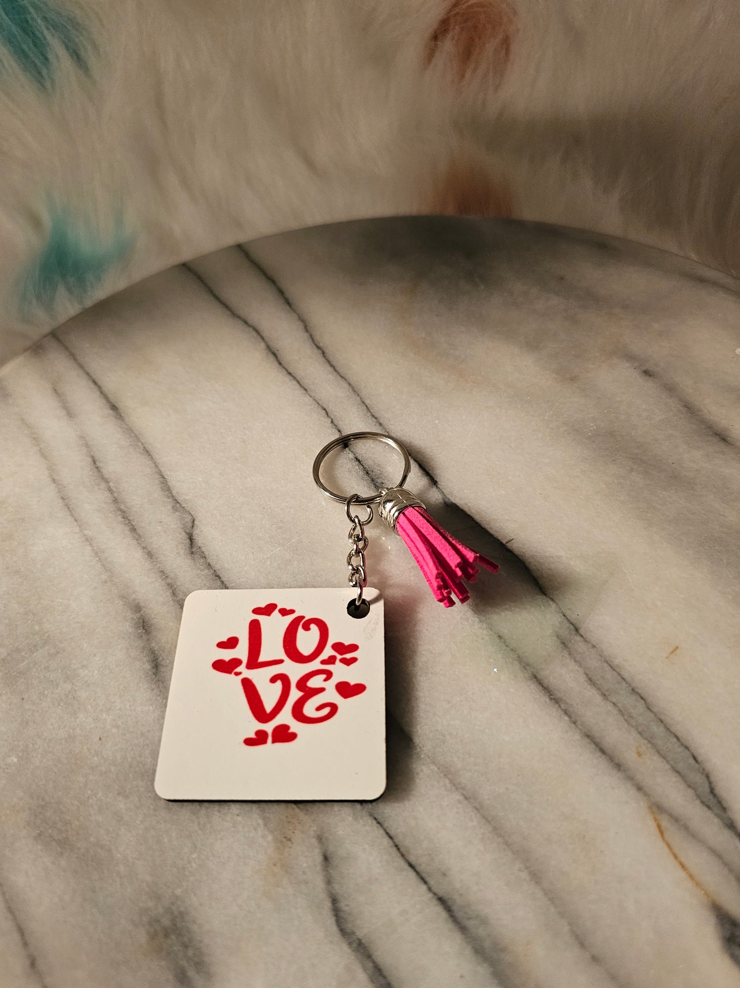 2 inch sublimation square Love Keychain