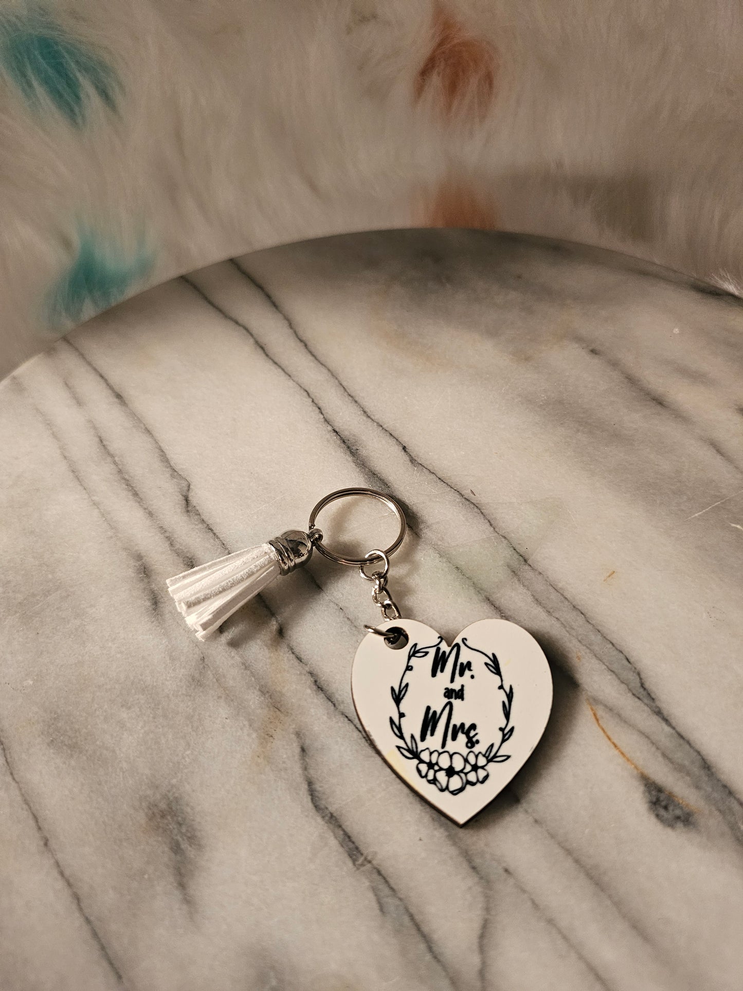 Sublimation heart shape Mr. & Mrs.keychain