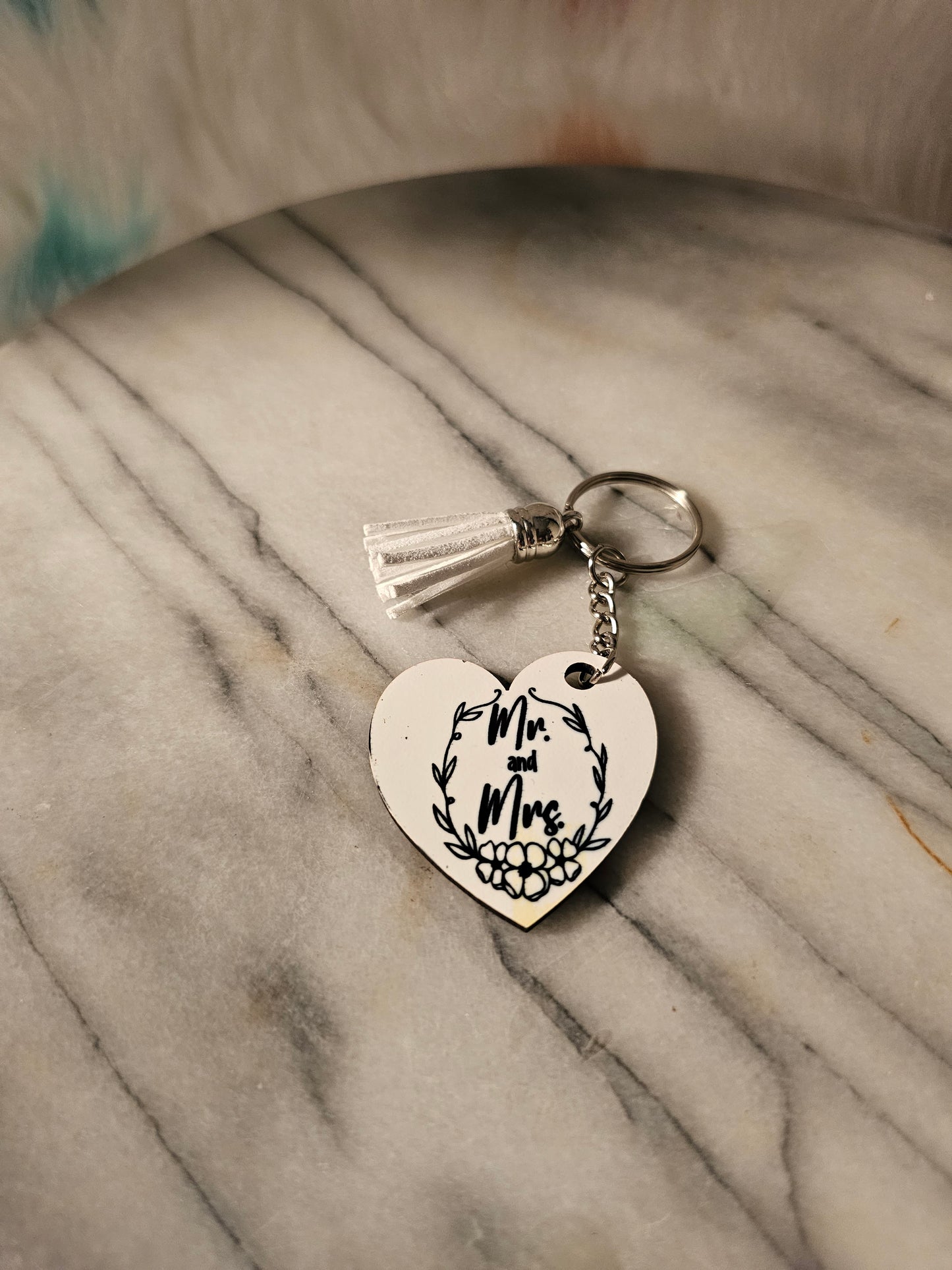 Sublimation heart shape Mr. & Mrs.keychain