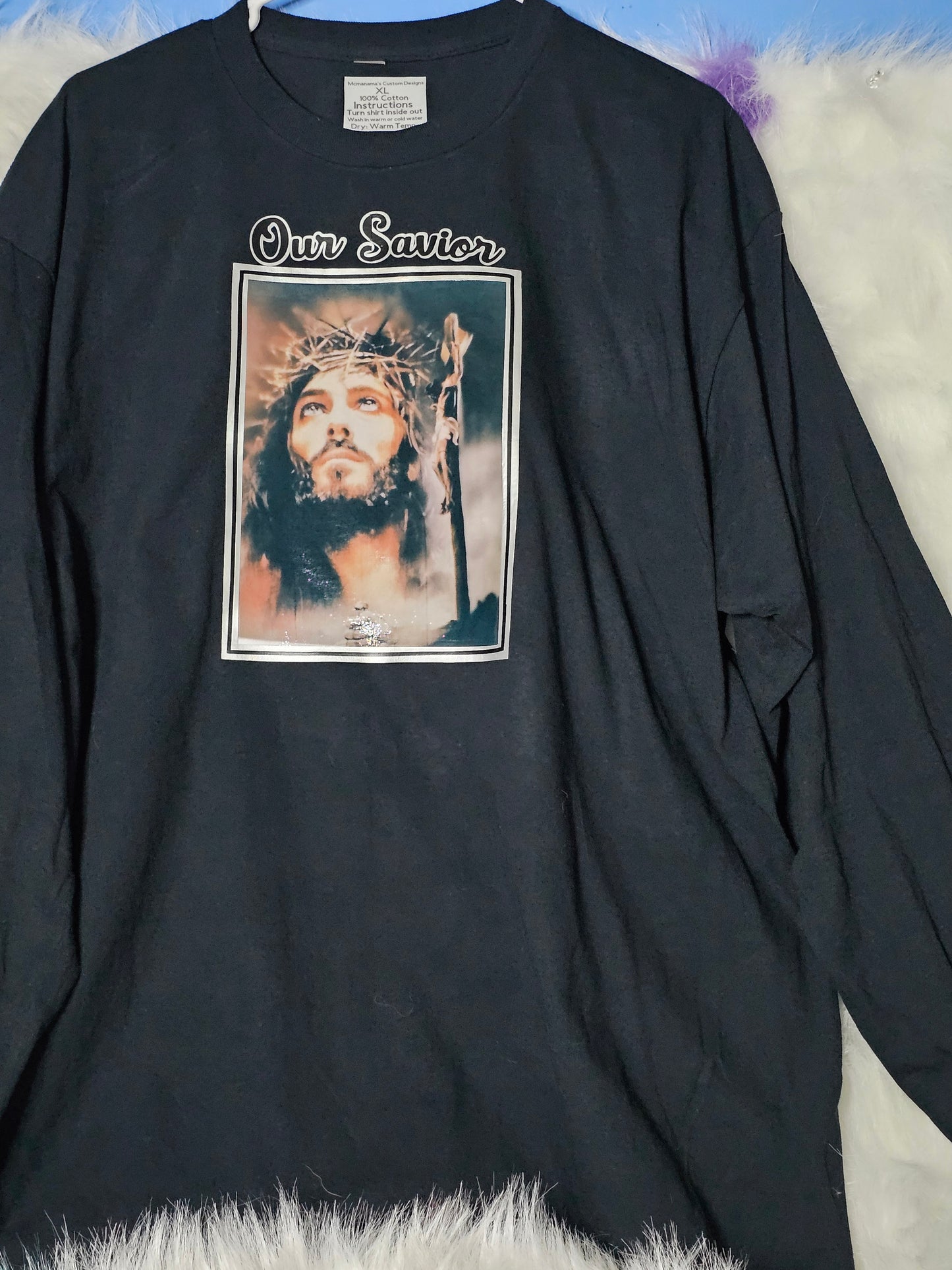 Our Savior black long sleeve TShirt
