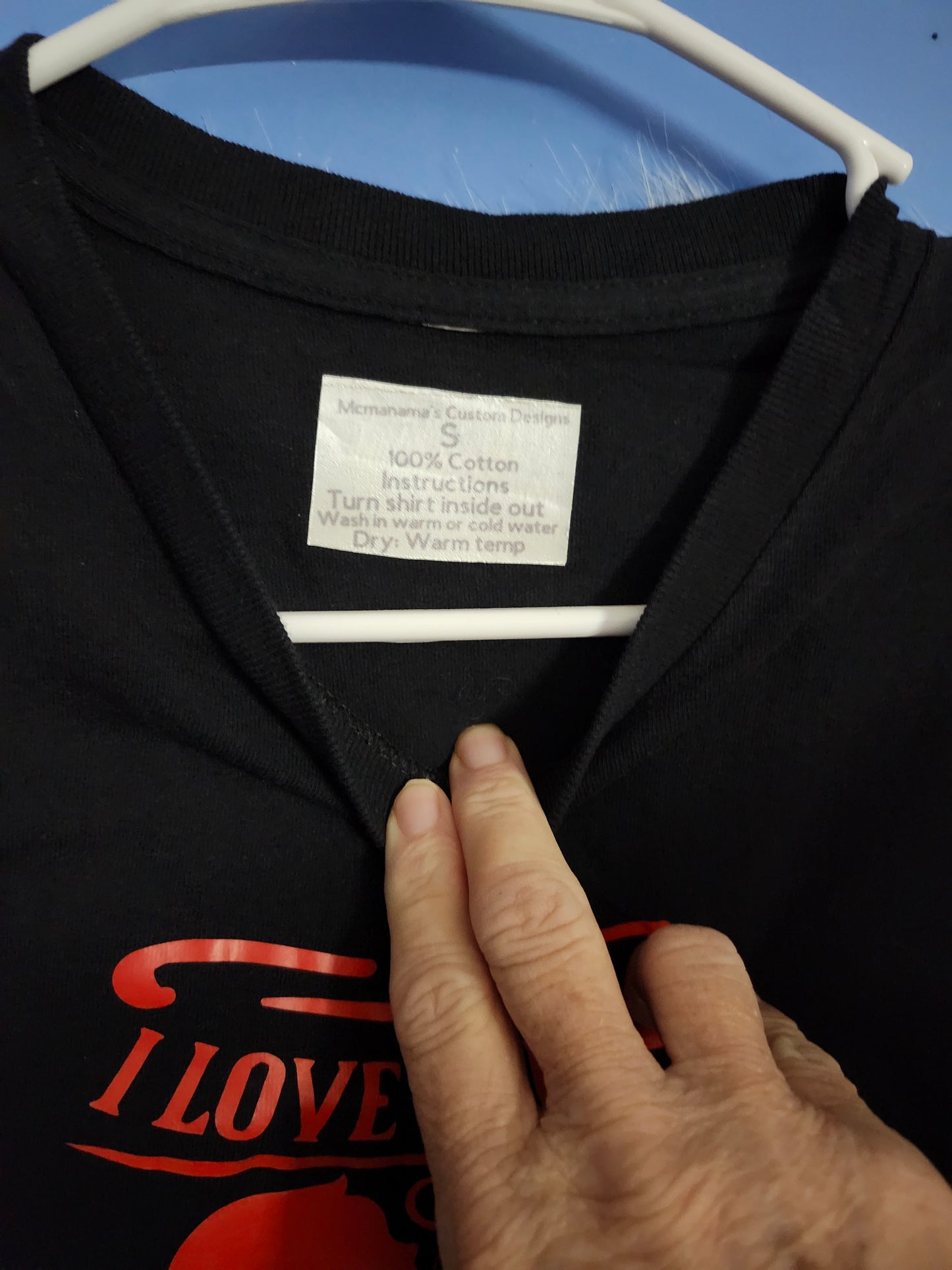 Size S 100% cotton black I love you cupid arrow tshirt