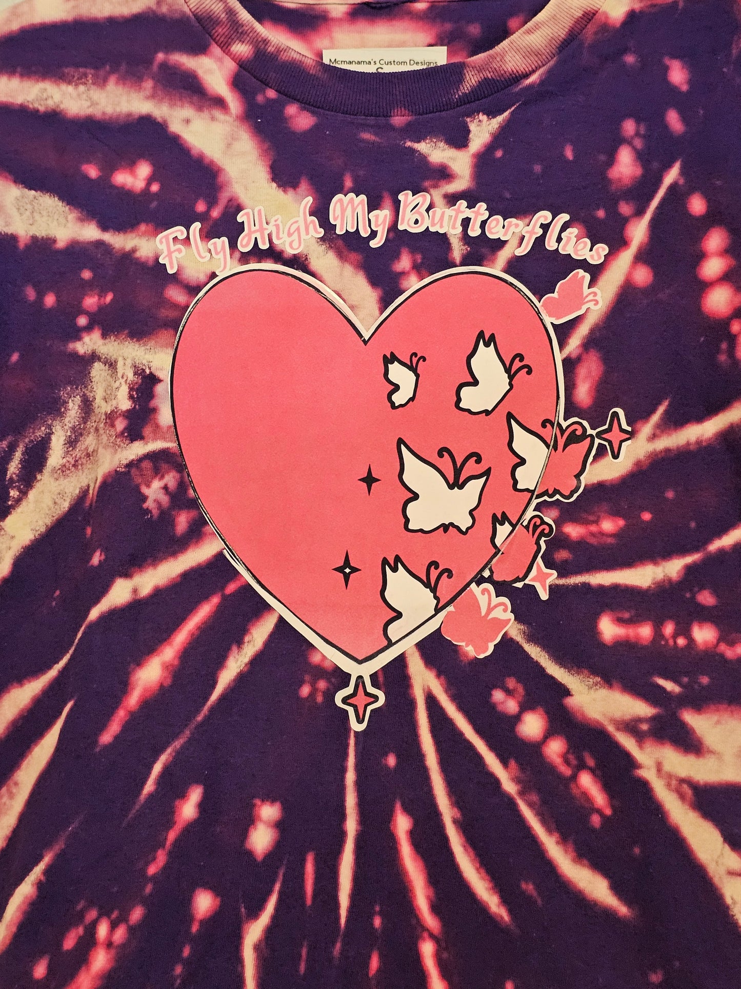 Size S 100 %cotton Fly my butterflies tie dye T-Shirt
