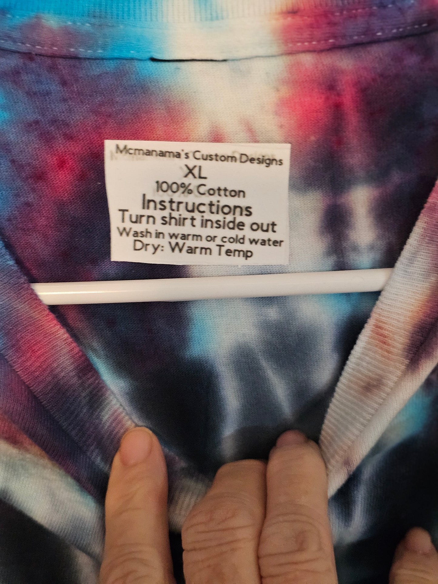 Size XL 100% cotton blue,black and red tie dye Tshirt