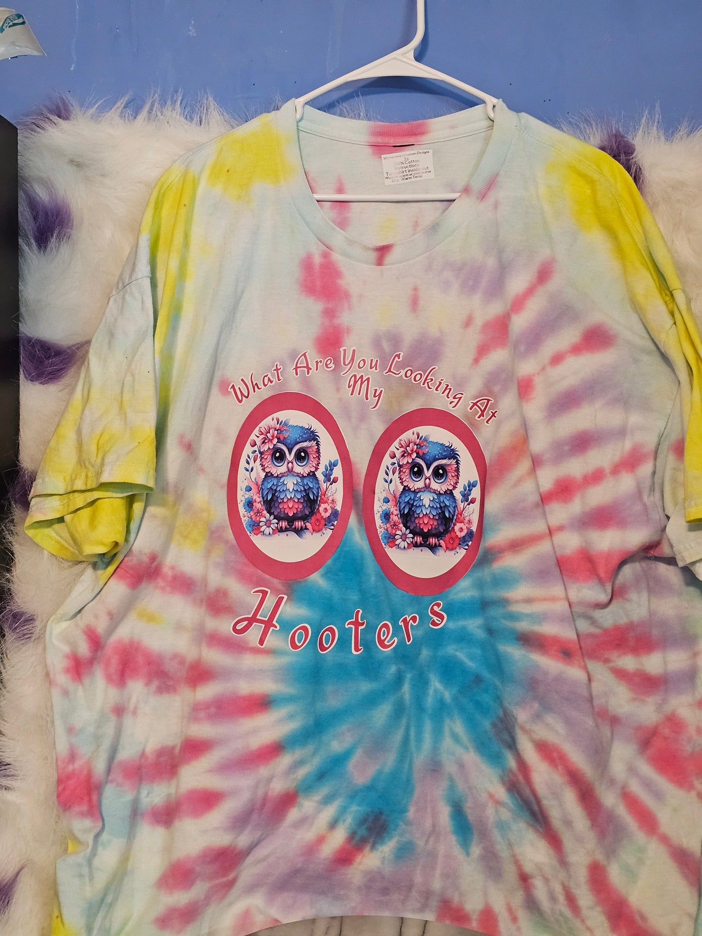 Size 3x 1%cotton What are you looking my hooters tie die shirt