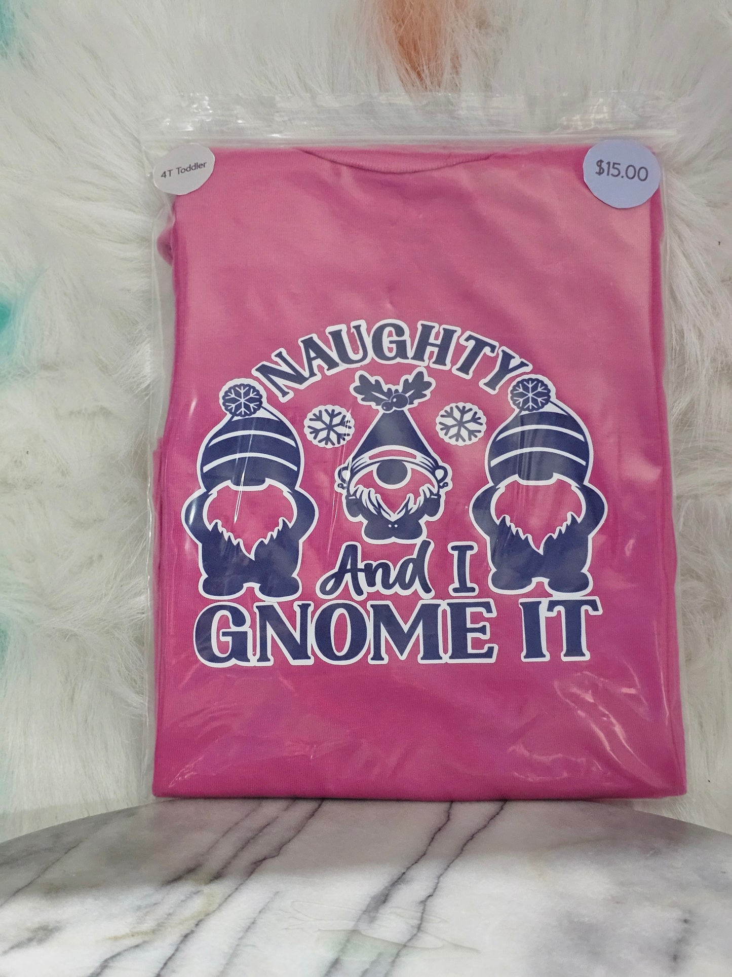 Size 4T Toddler Pink Gnome it Tshirt