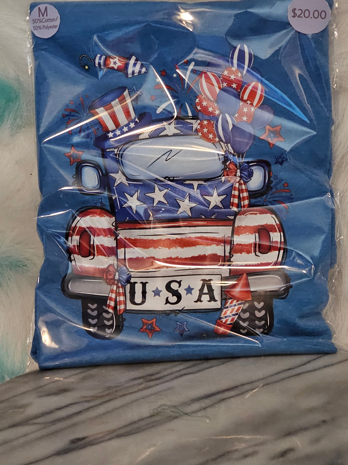 Size M 50%cotton 50%polyester blue independence truck Tshirt