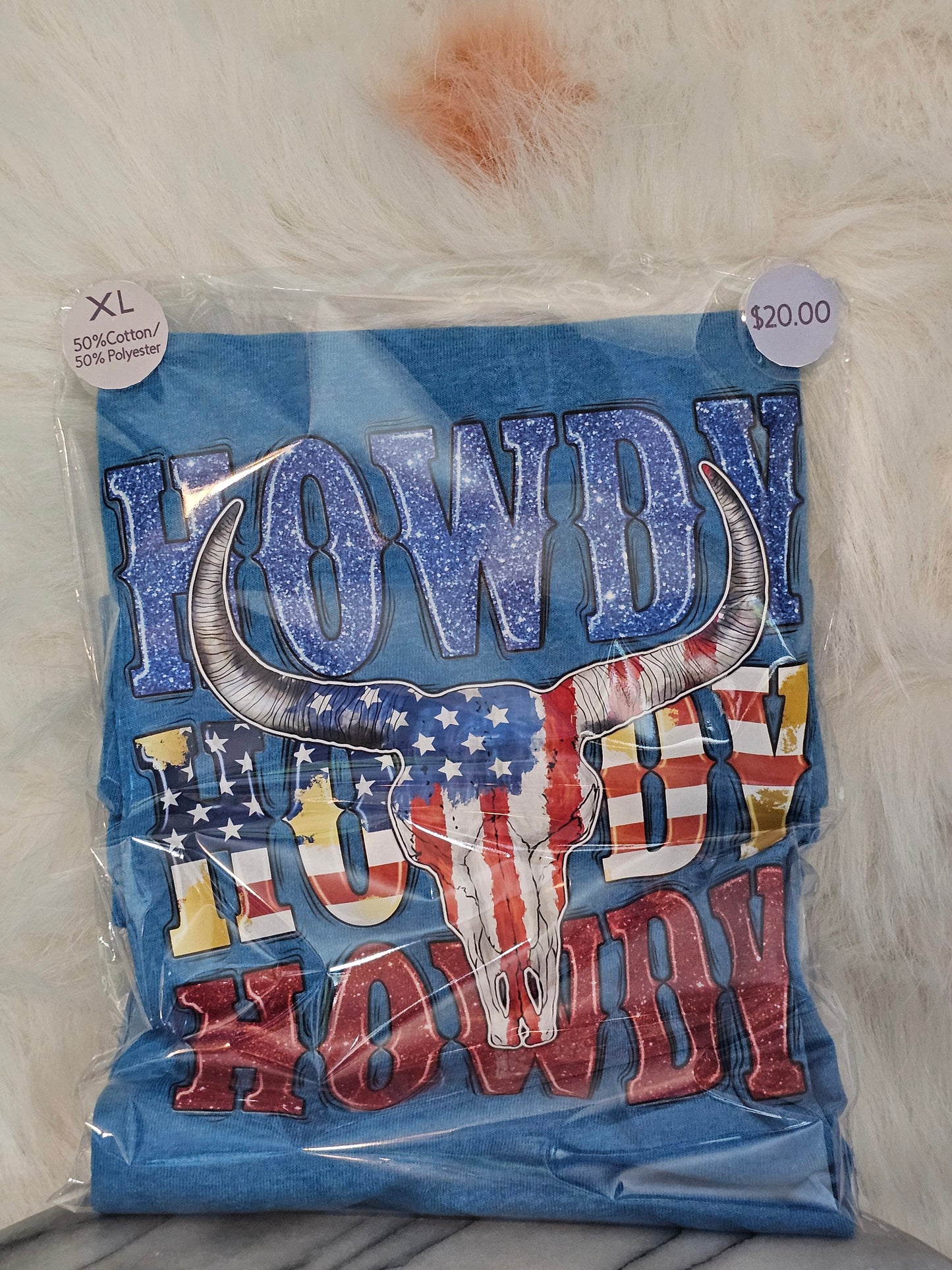 Size XL 50%cotton 50% polyester blue Howdy, Howdy,Howdy Tshirt