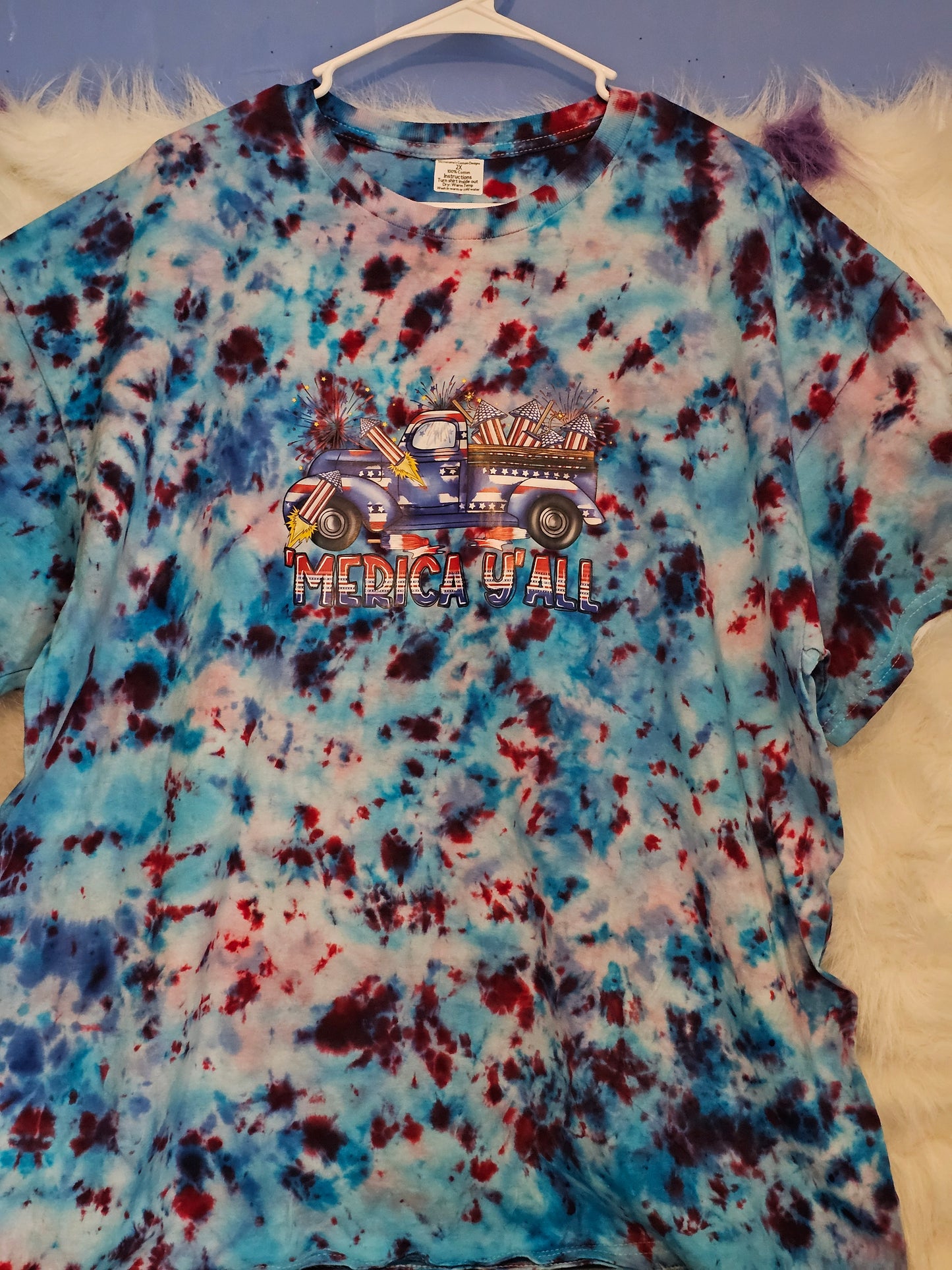 Size 2X 100% cotton tye dye Merica Y'all Tshirt