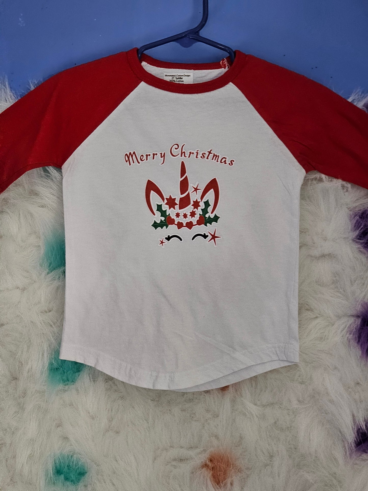 Size 2T Toddler 100% cotton White Merry Christmas Tshirt