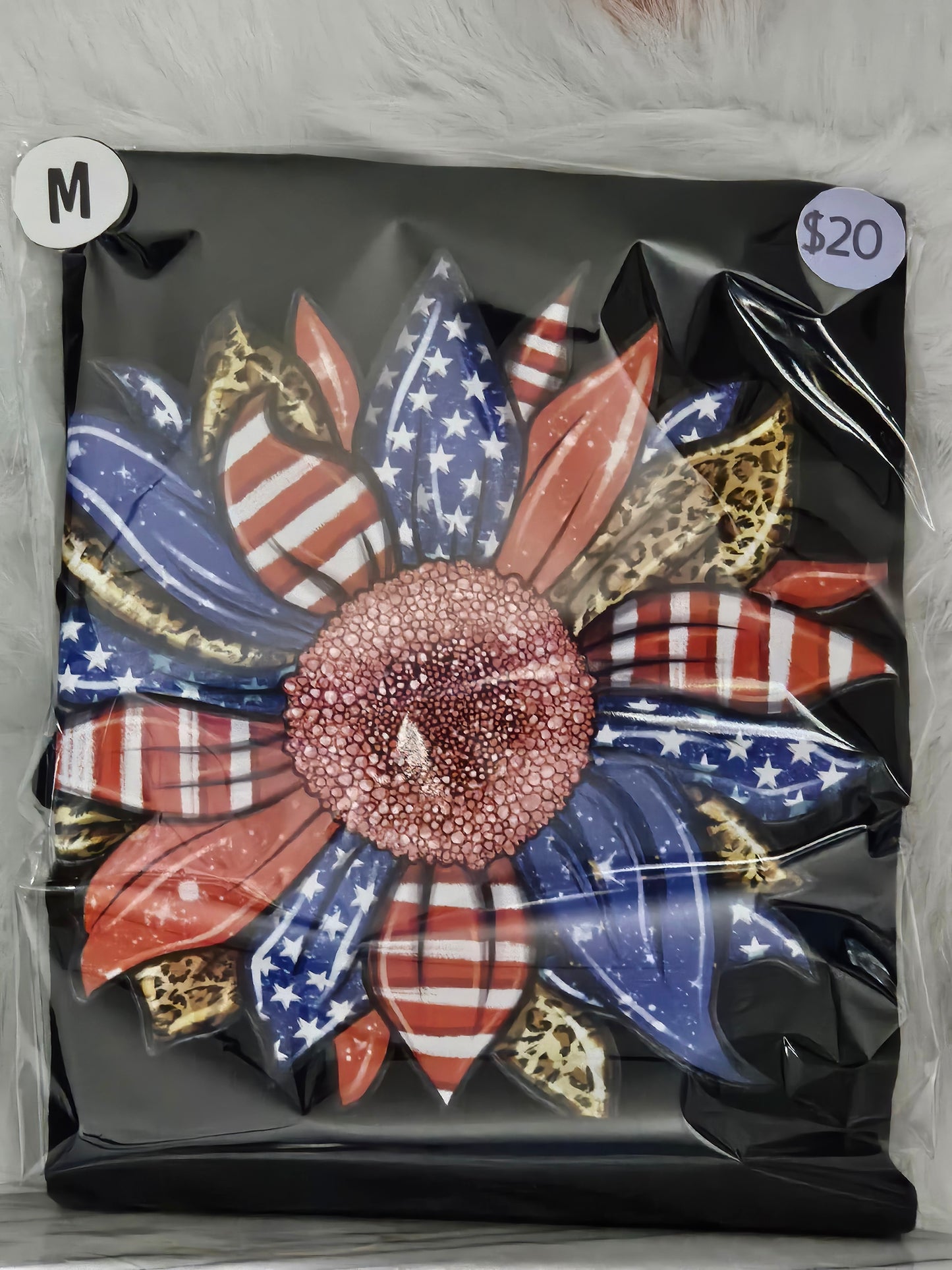 Size M 100% cotton Black shirt with red & blue flower Tshirt