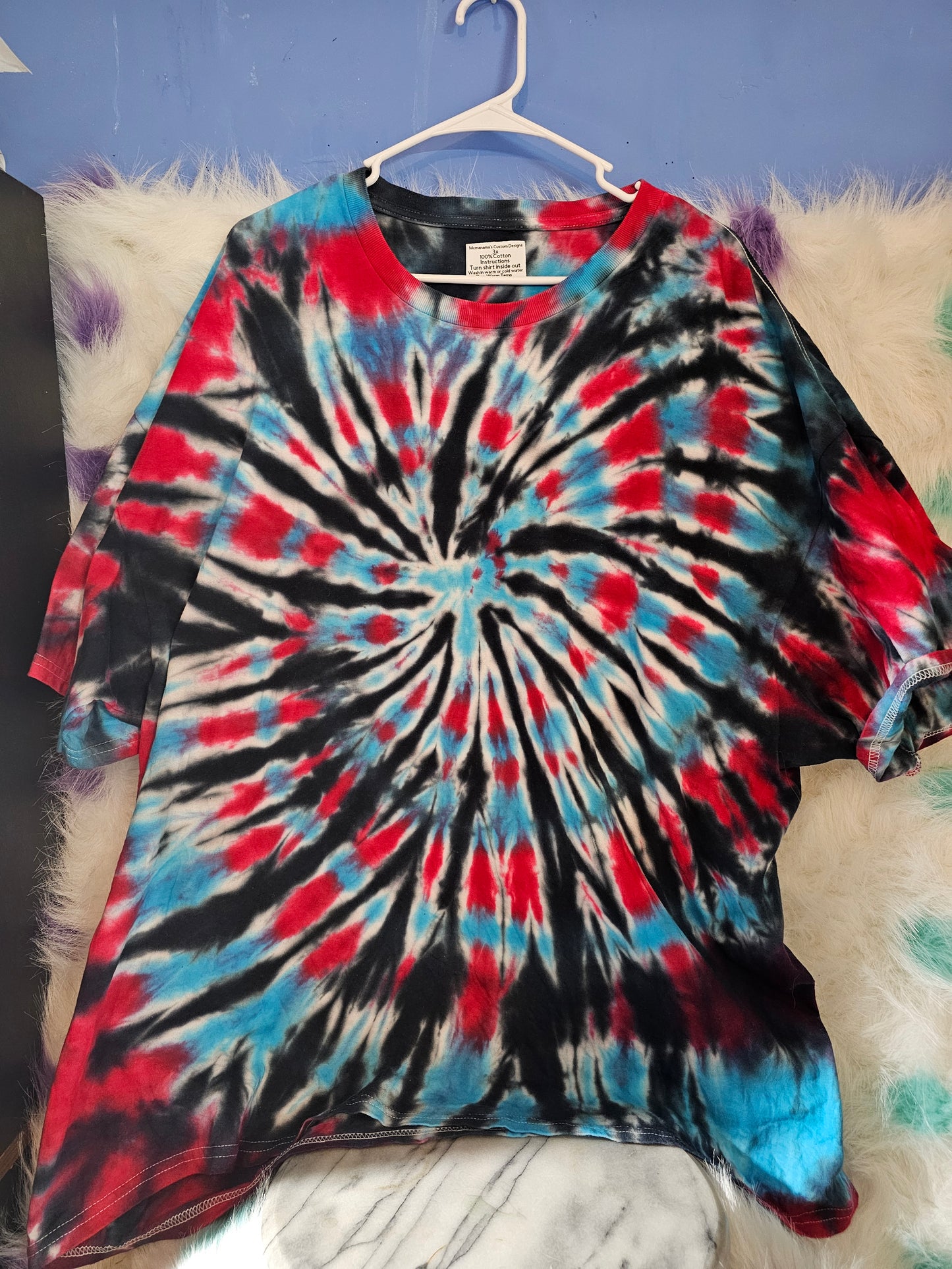 3x 100% cotton red,black and blue tie dye T-Shirt