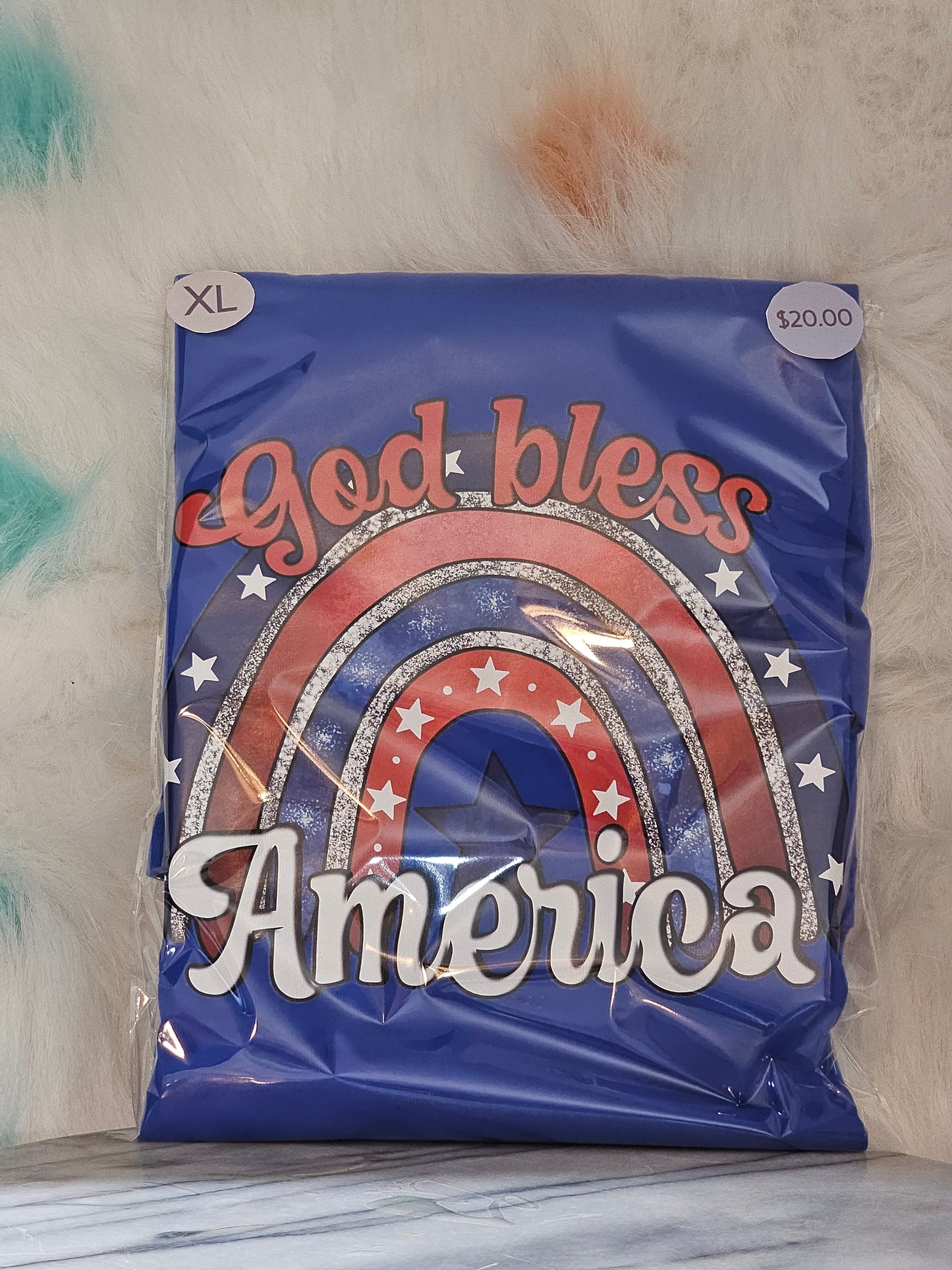 Size XL 100% cotton blue God Bless America Tshirt