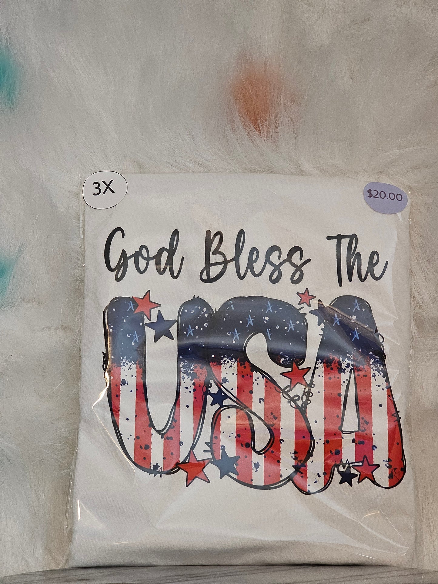 Size 3x 100% cotton White God Bless America Tshirt