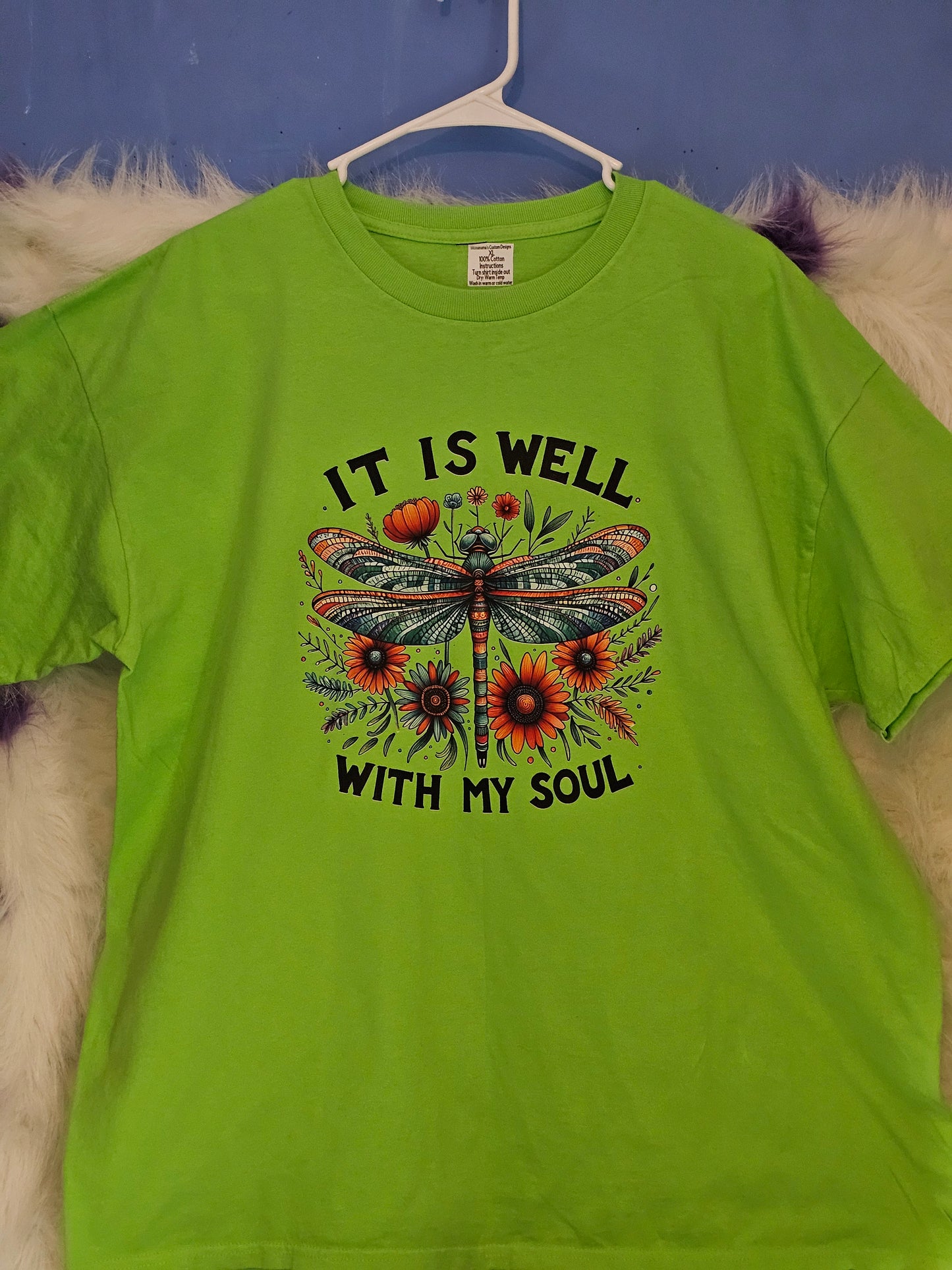 Size XL 100% cotton Light green It is well with my soul Tshirt