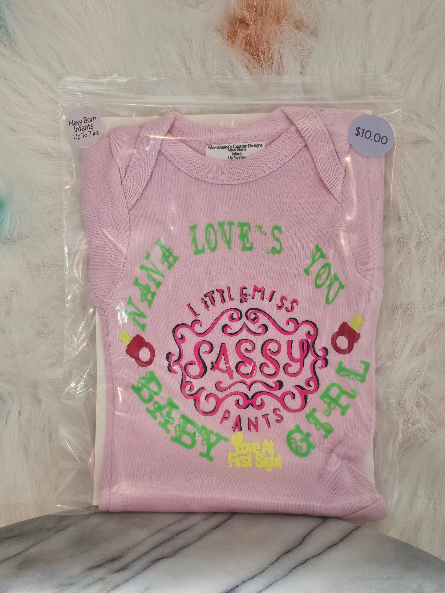 Size new born pink onesie