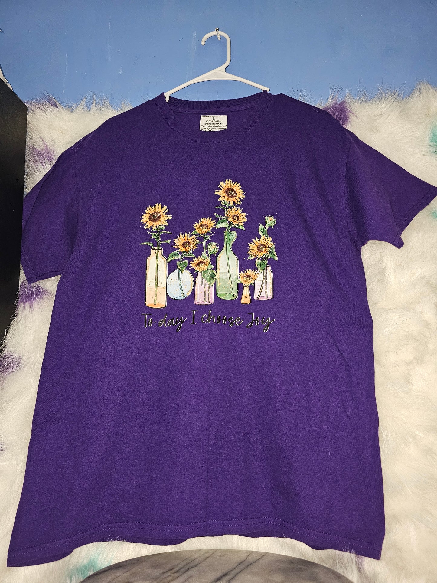 Size L 100%cotton Purple Today I chase joy Tshirt