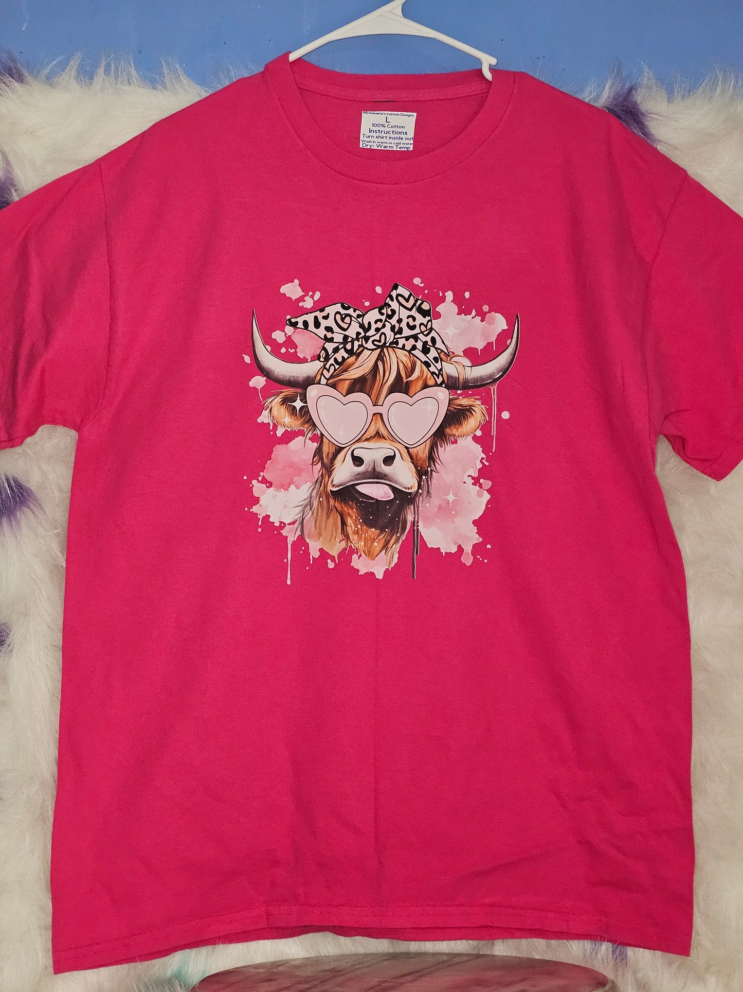 Size L 100% cotton Pink cow Tshirt