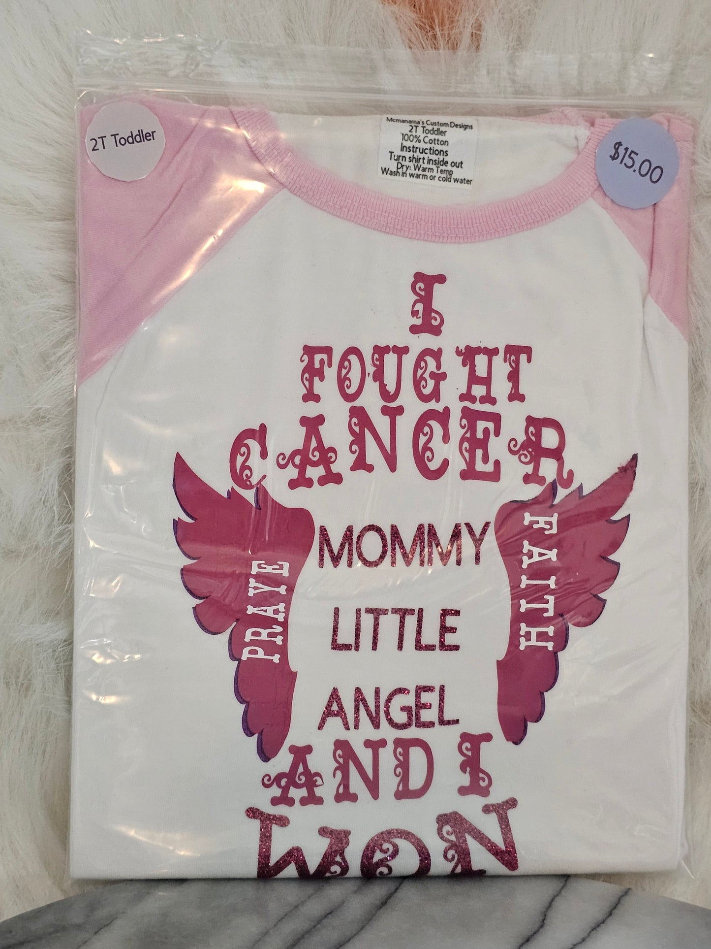 2T 100% cotton I fought cancer Tshirt