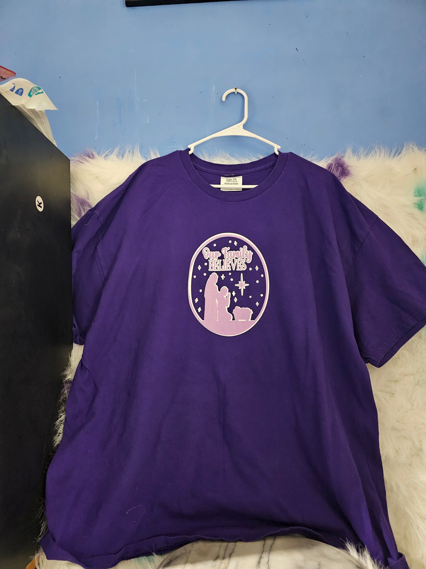Size 3x 100% cotton My family believes Tshirt