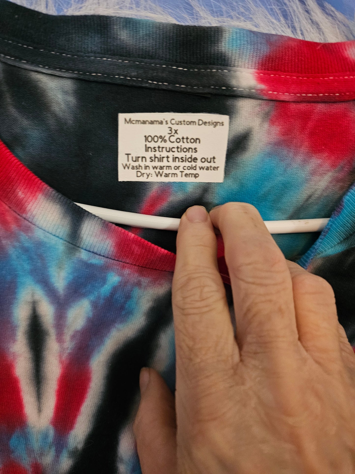3x 100% cotton red,black and blue tie dye T-Shirt