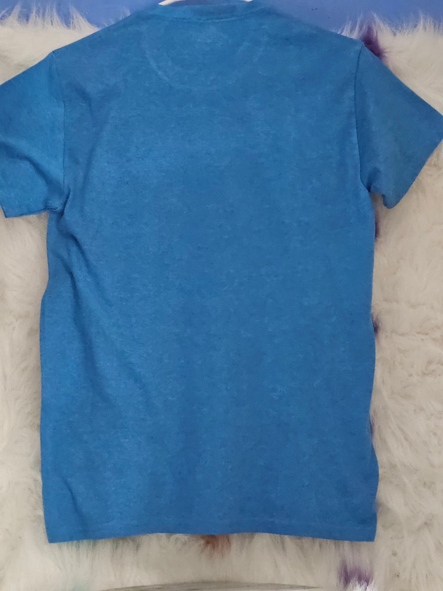 Size S 50% cotton 50%polyester Blue shirt with hearts