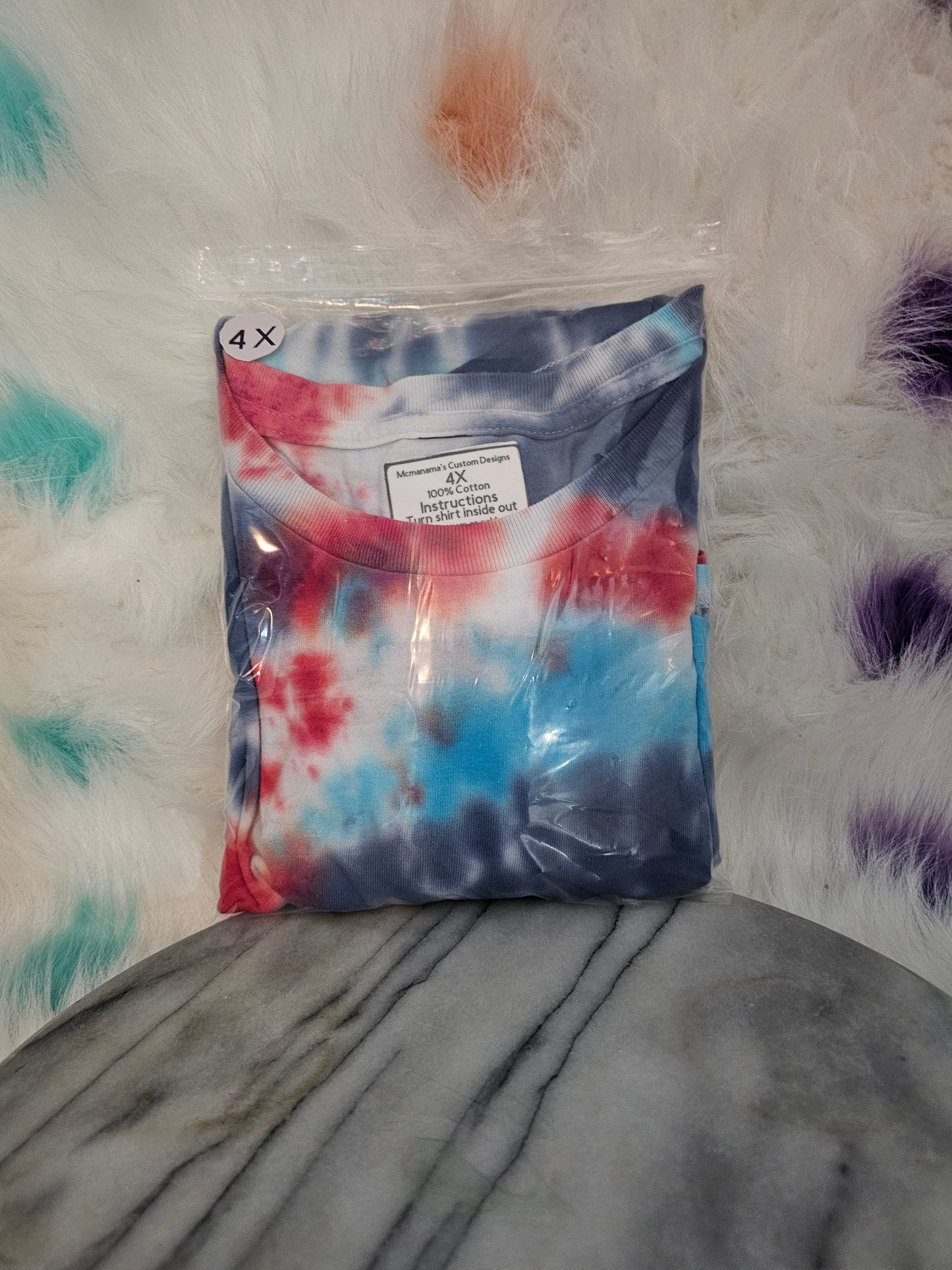 Size 4x 100%cotton red,white and blue tie dye Tshirt