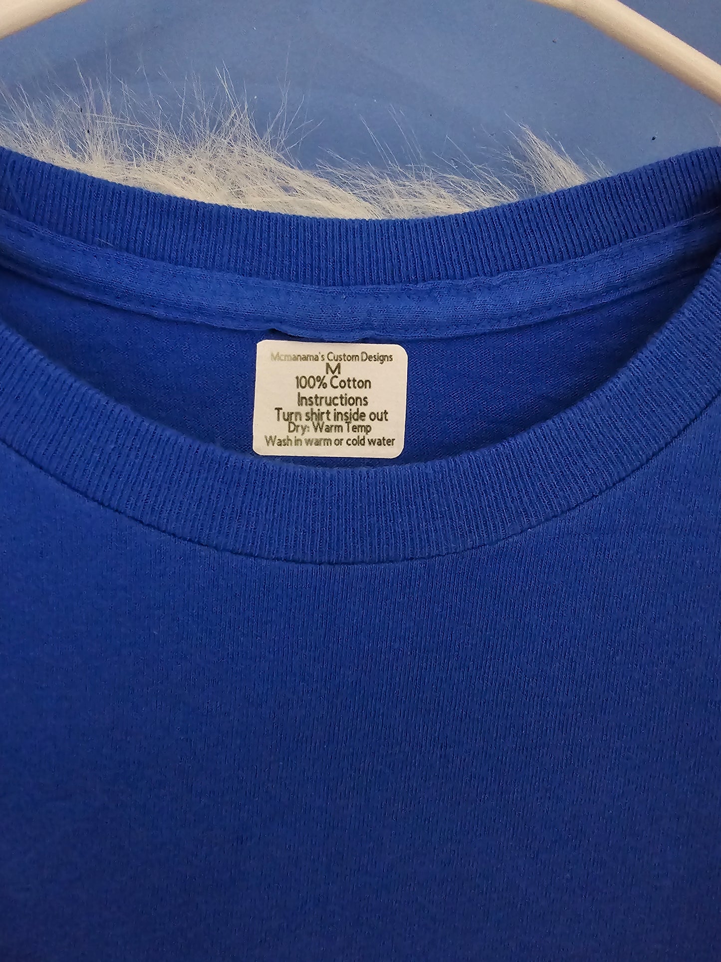 Size M 100% cotton Blue There is power in the name of Jesus Tshirt