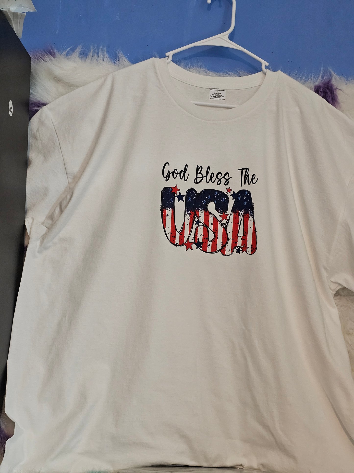 Size 3x 100% cotton White God Bless America Tshirt