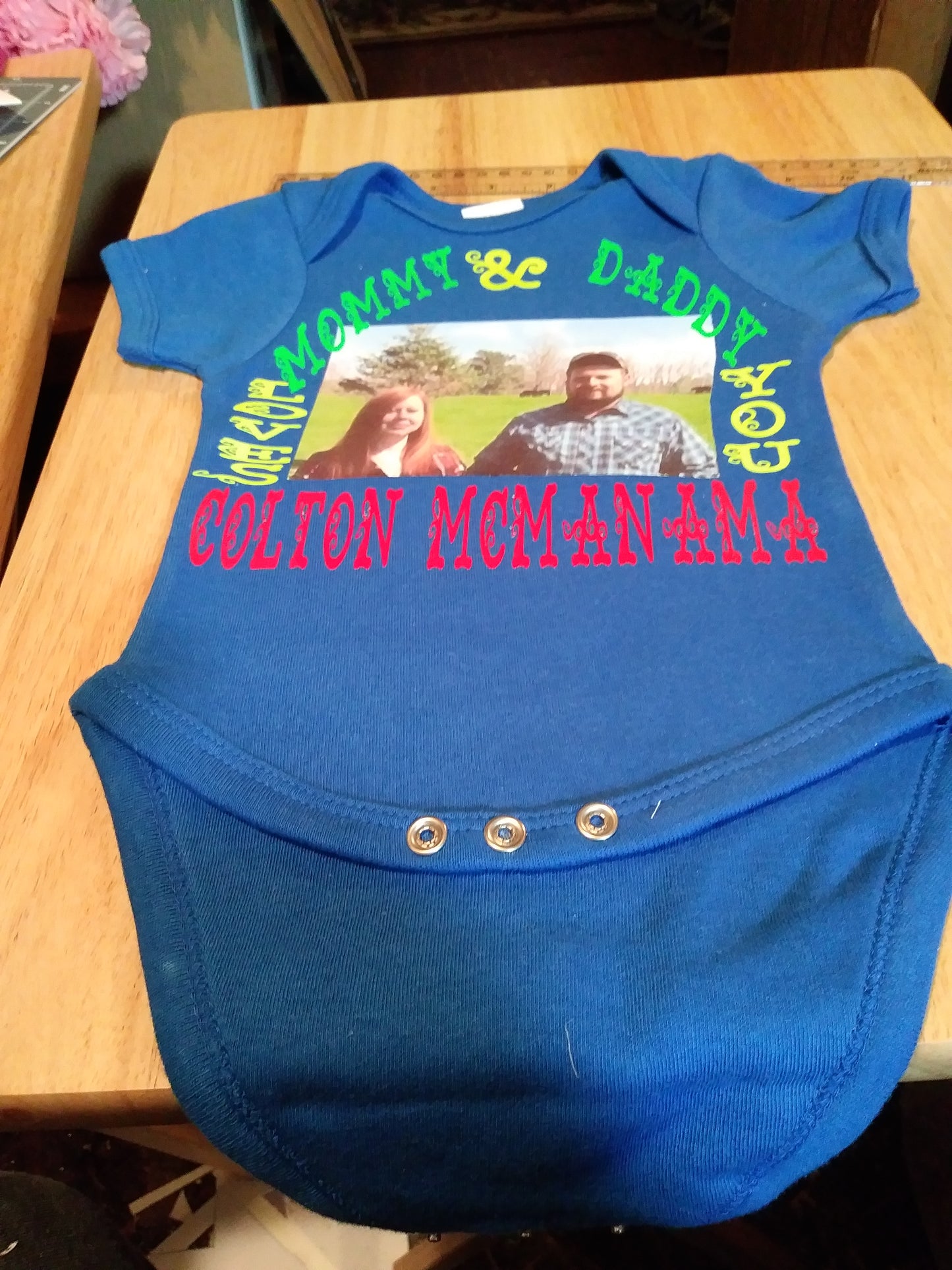 Presonalized Mommy & Daddy baby onesies