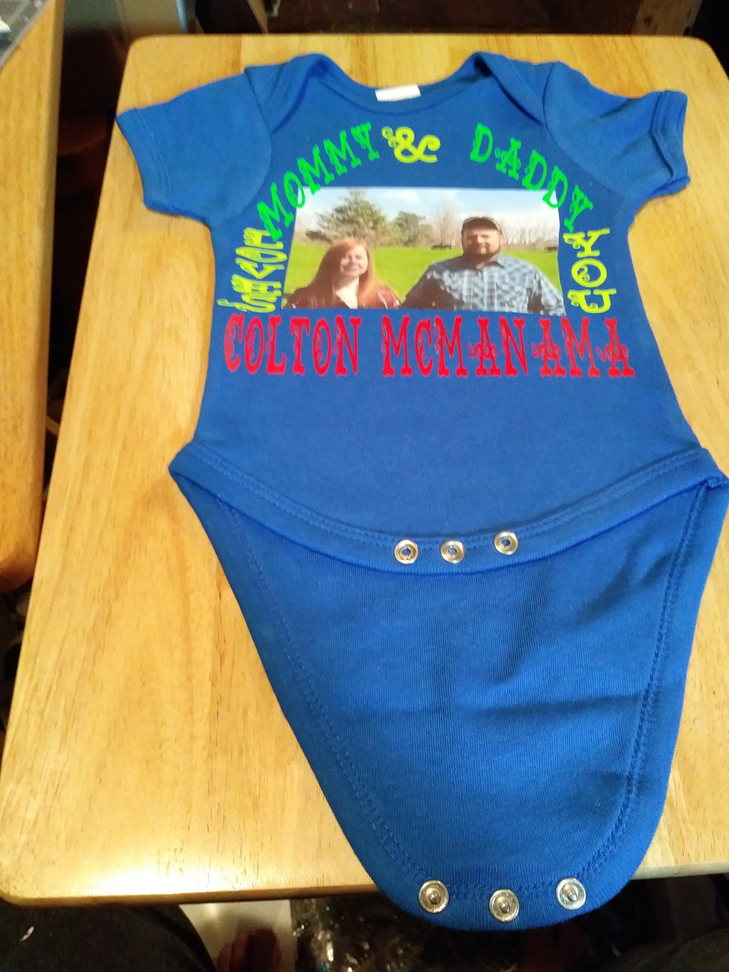 Presonalized Mommy & Daddy baby onesies