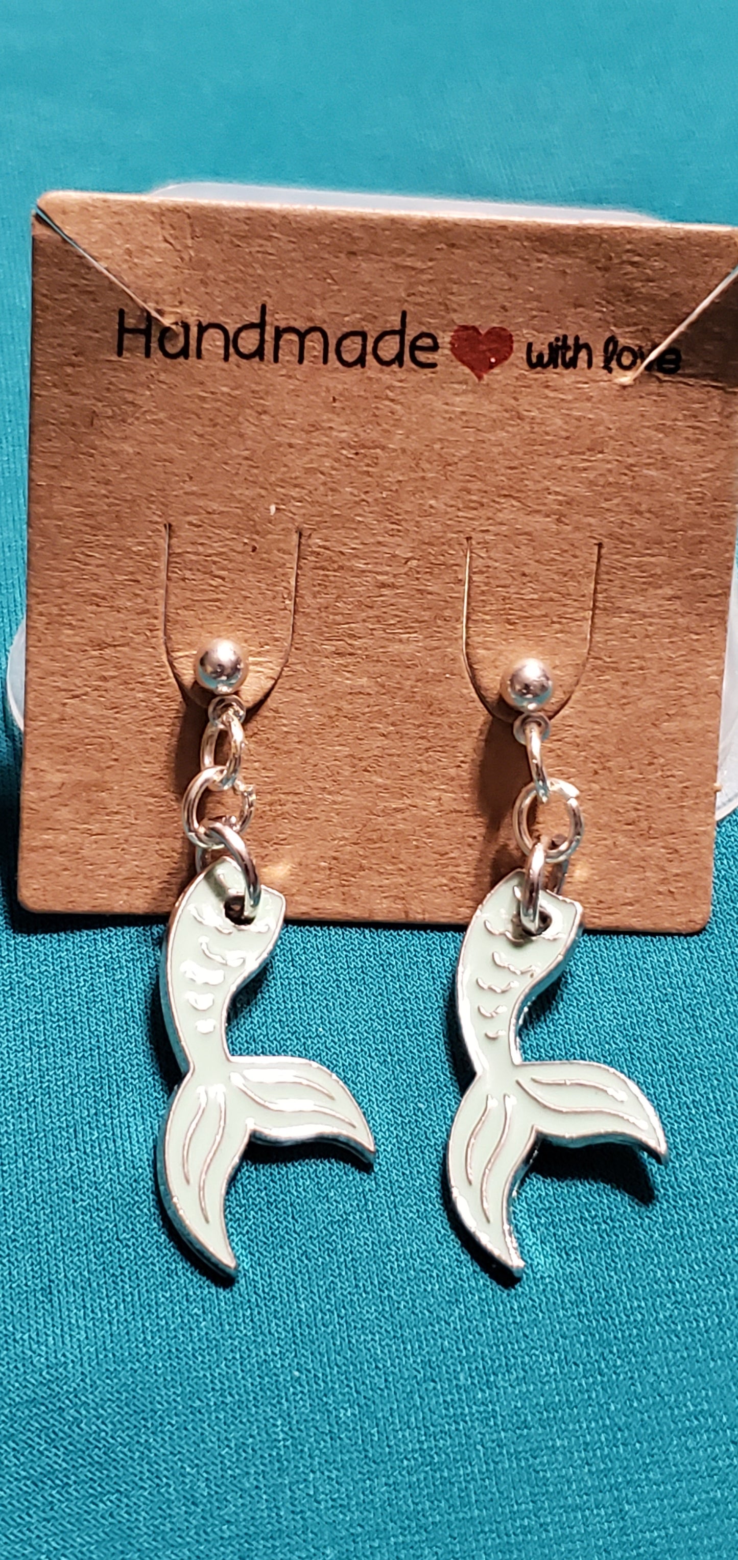 Mermaid tail earrings on stainless steel silver plated earrings