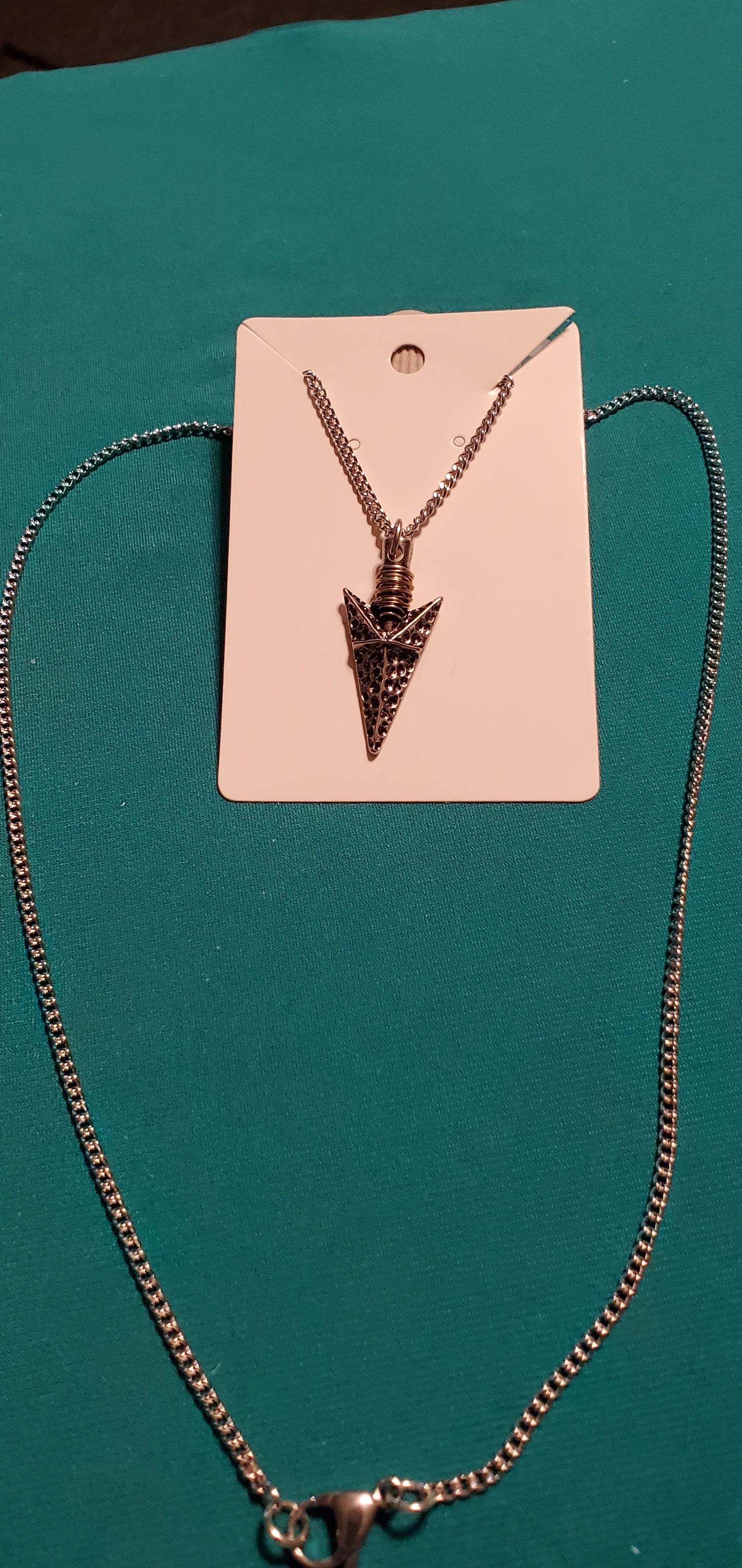 Bronze plated arrowhead necklace and earrings