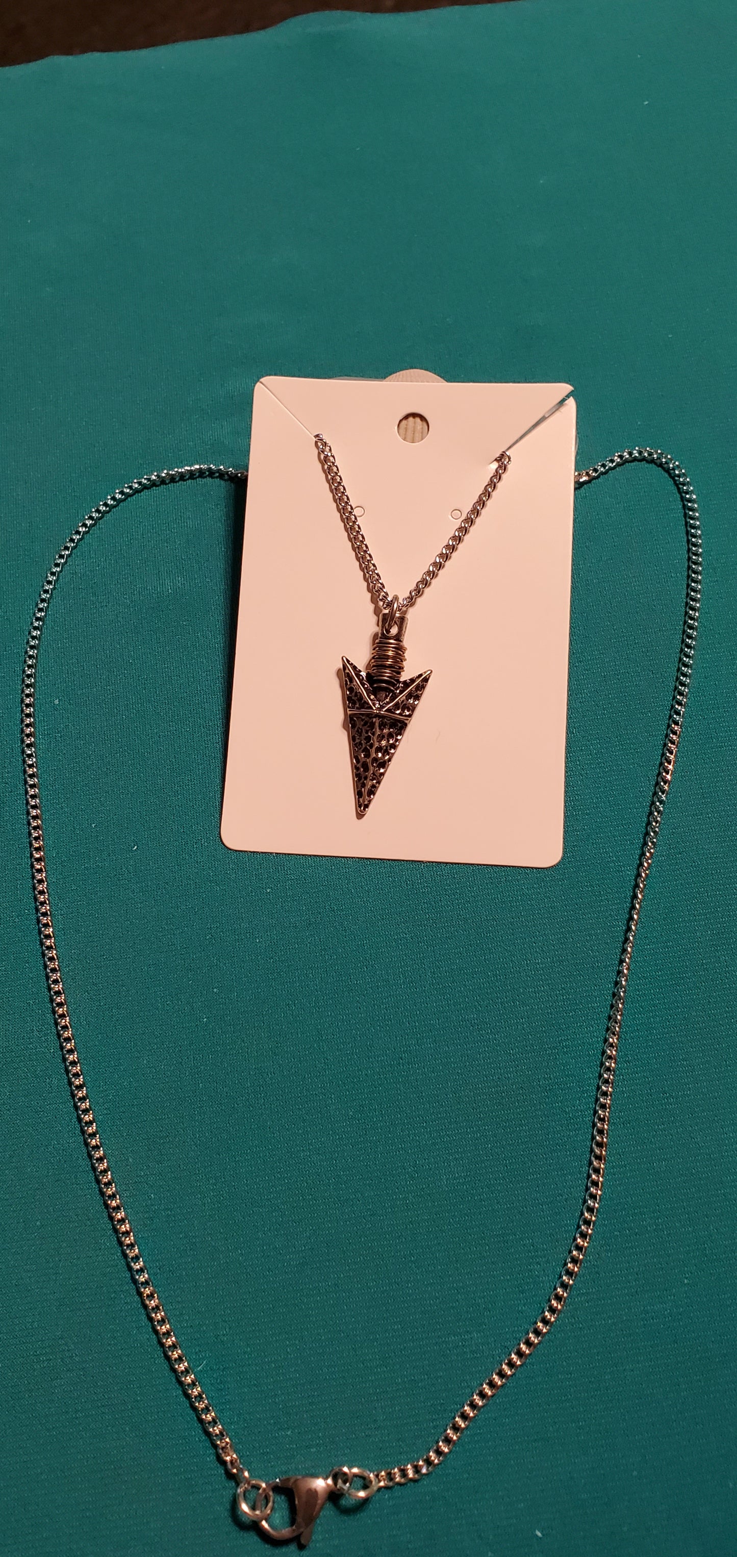 Bronze plated arrowhead necklace and earrings