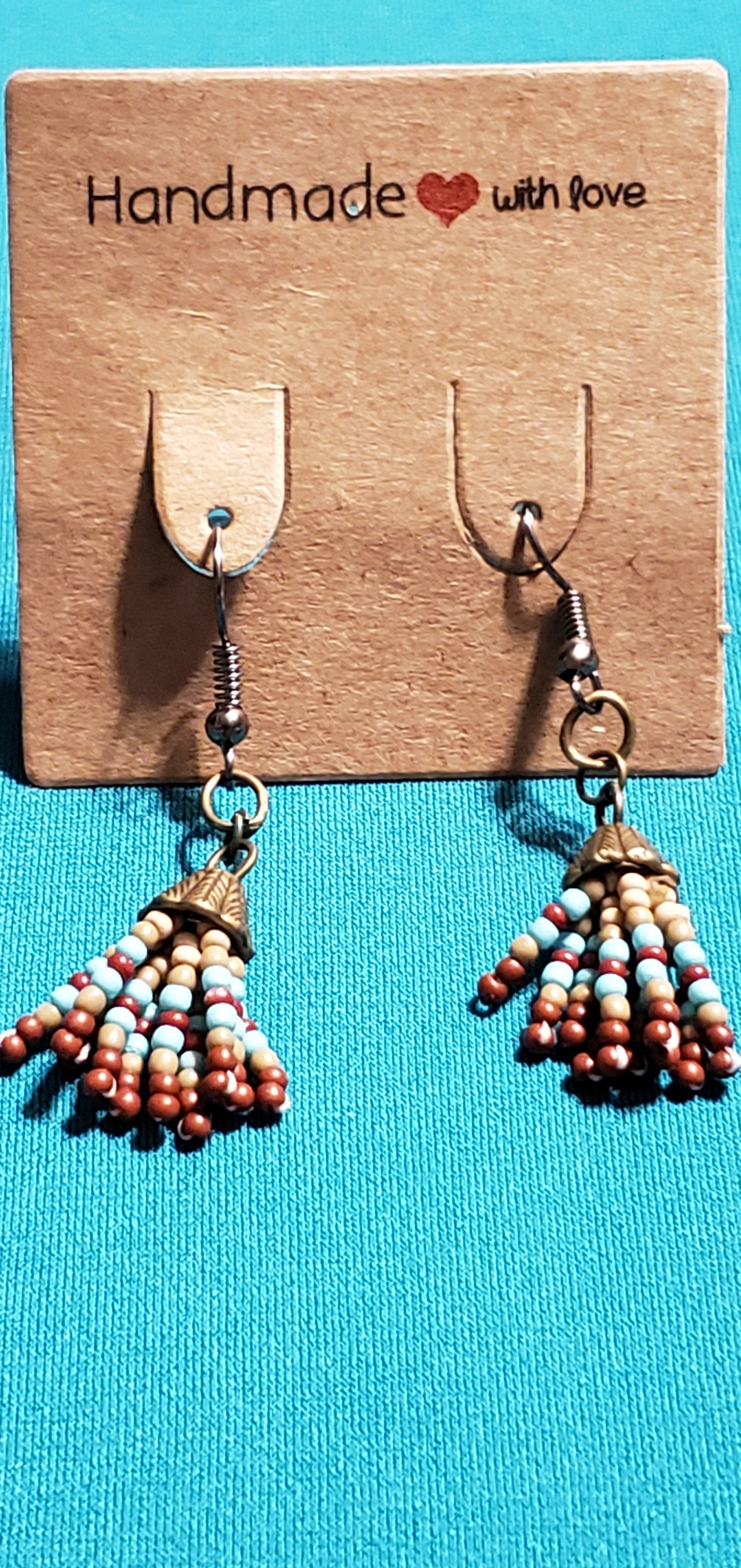 Bronze plated Arrowhead necklace and Indian beads earrings