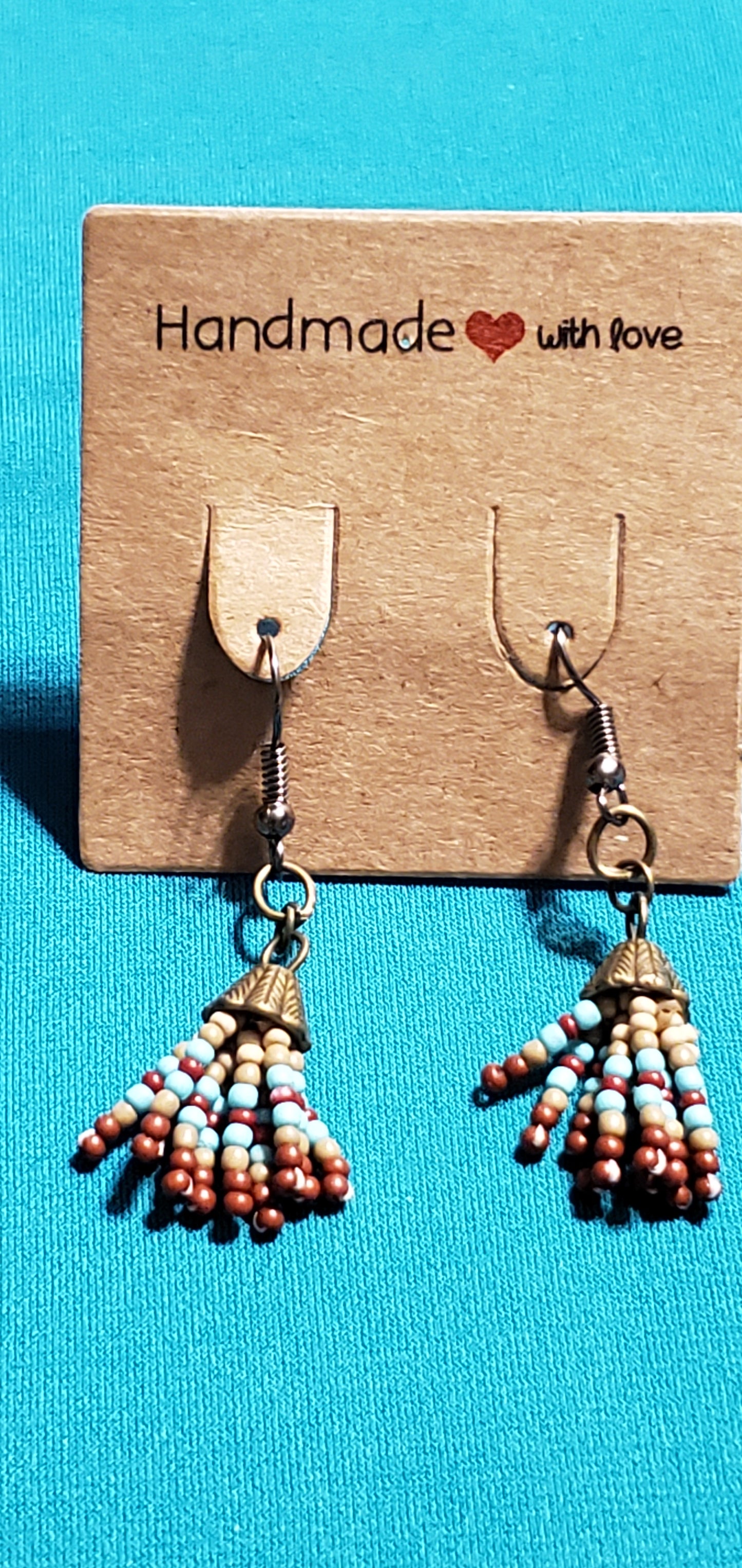 Bronze plated Arrowhead necklace and Indian beads earrings