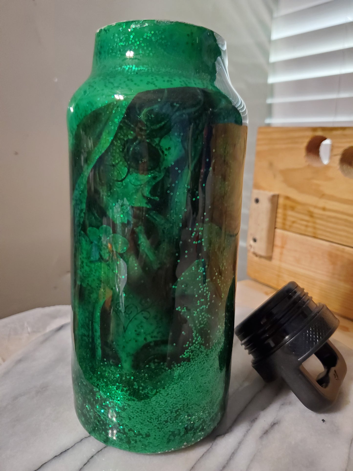 36 oz Spooky lady Double walled insulated Stainless steel water bottle