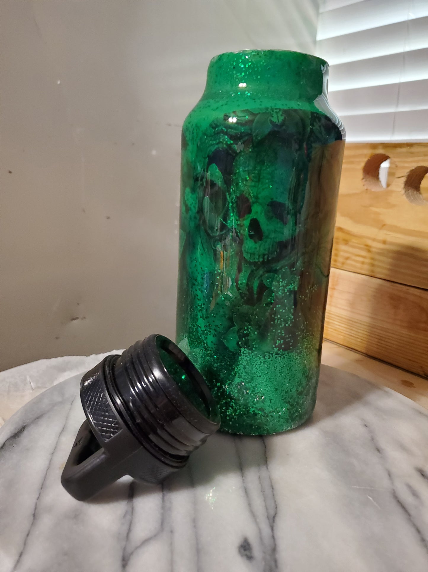 36 oz Spooky lady Double walled insulated Stainless steel water bottle