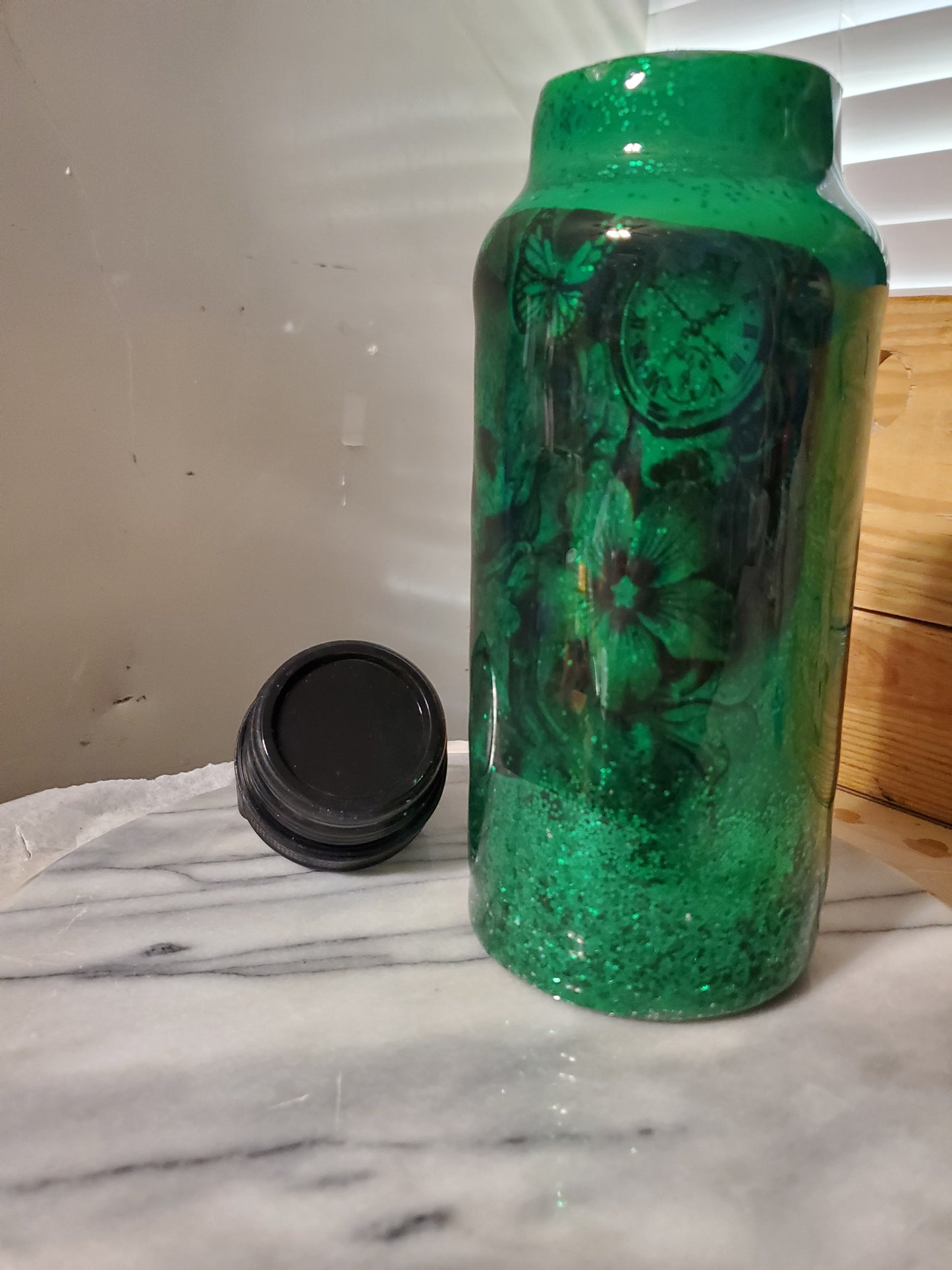 36 oz Spooky lady Double walled insulated Stainless steel water bottle