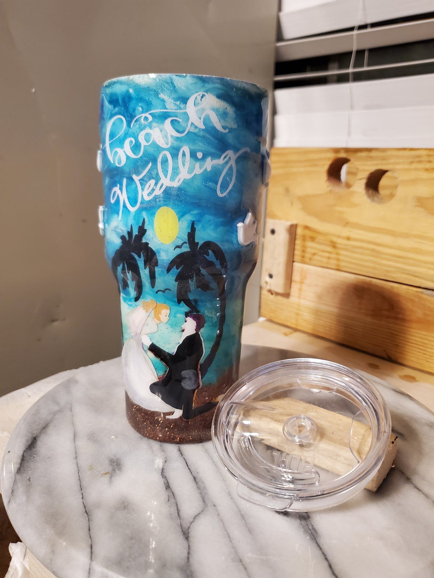 Beach Wedding 30 0z Stainless steel tumbler cup