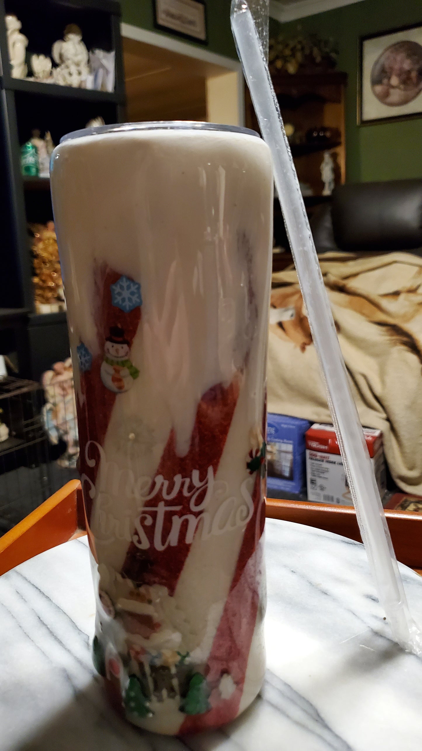 30 oz Merry Christmas stainless steel tumbler cup
