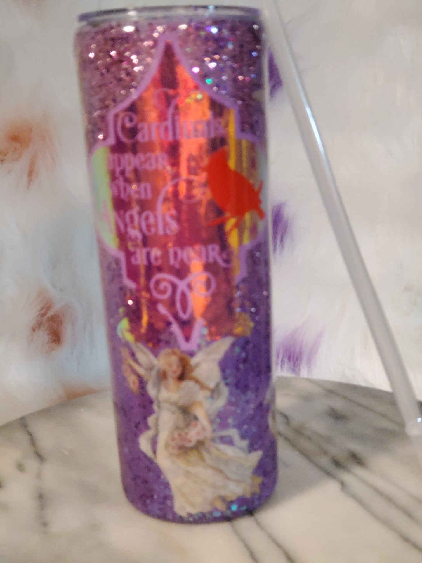 30 oz When a cardinal appears double wall stainless steel tumbler cup.