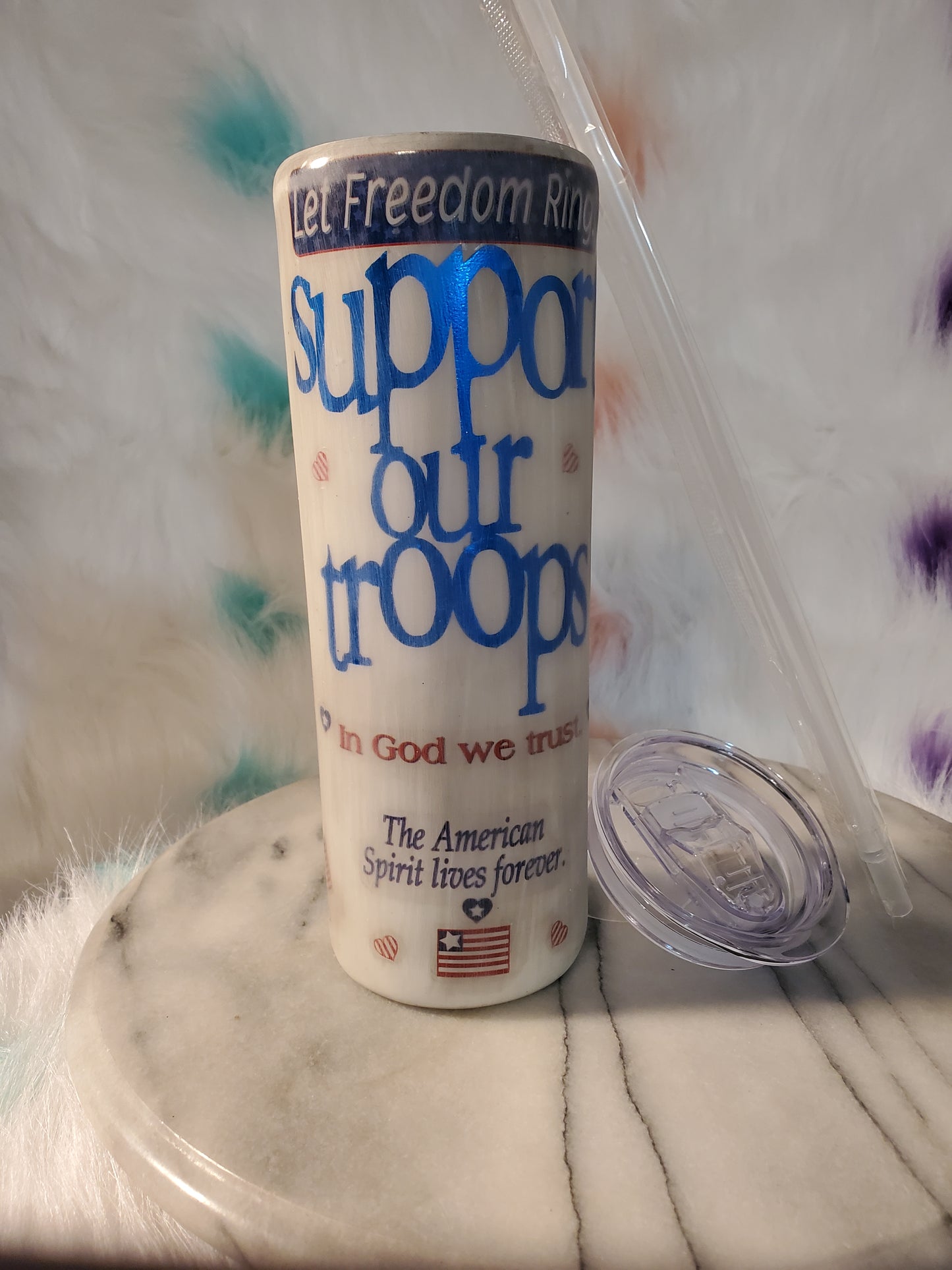 30 oz Support our troops double wall stainless steel tumbler cup