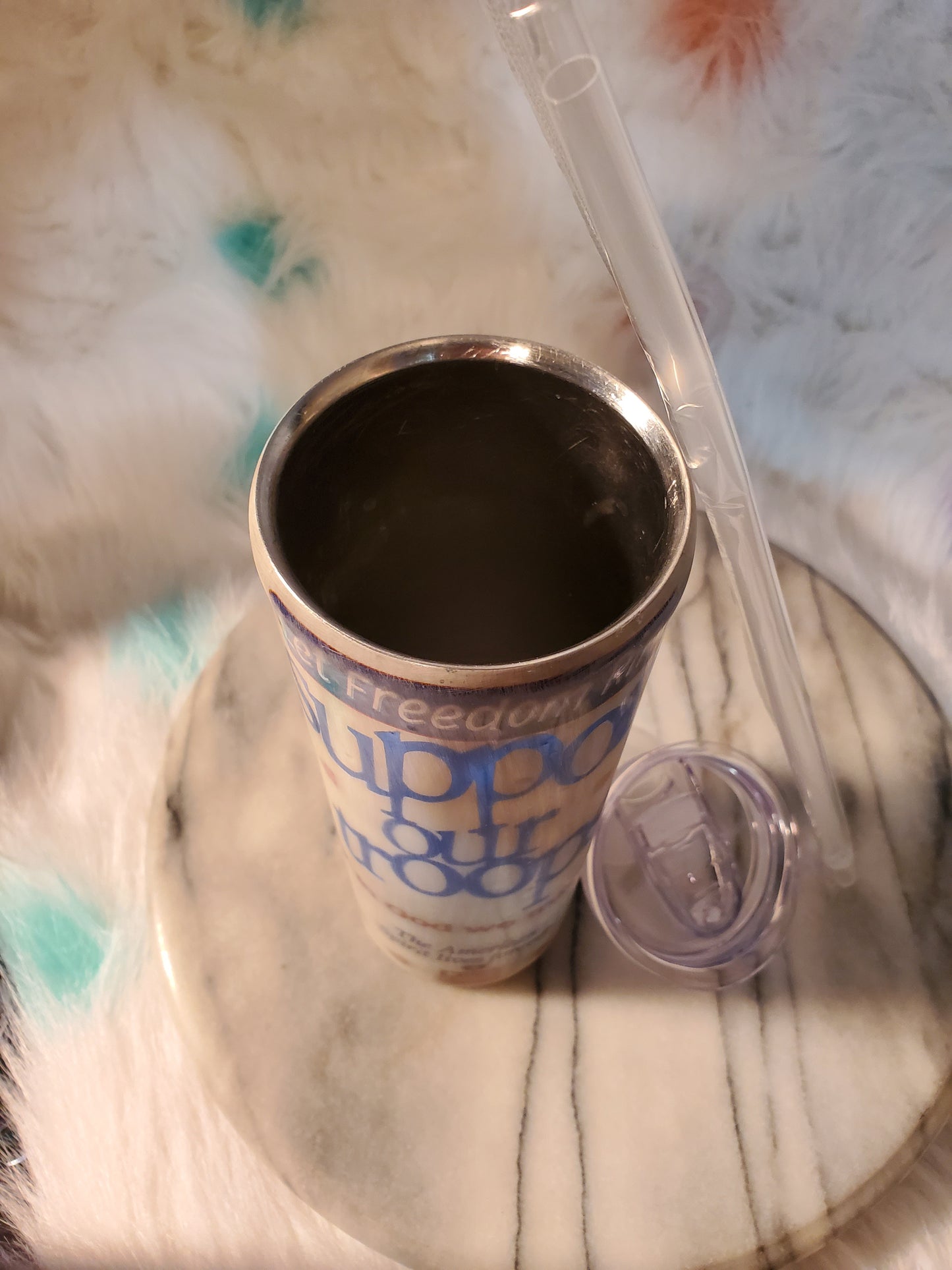 30 oz Support our troops double wall stainless steel tumbler cup