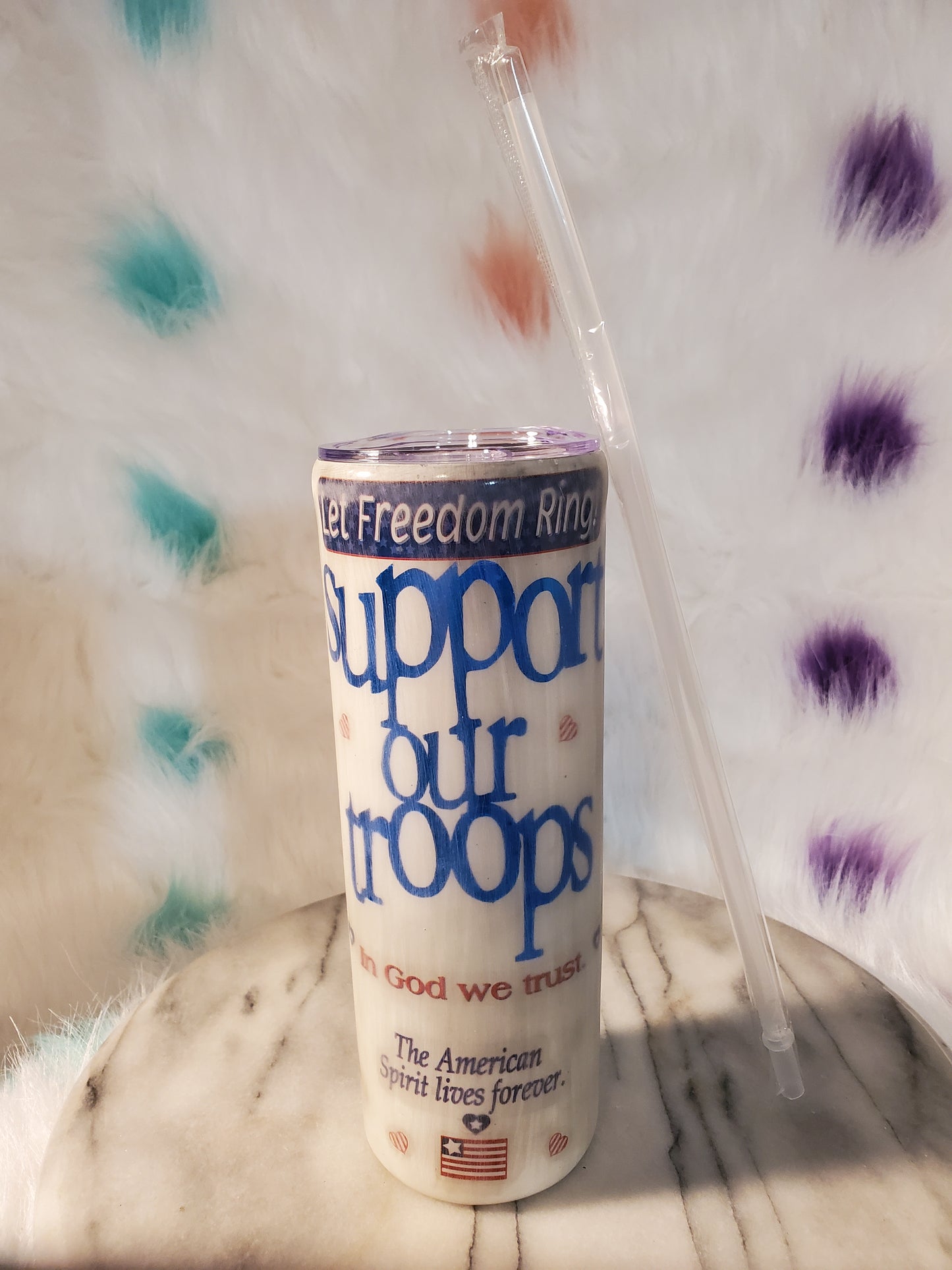 30 oz Support our troops double wall stainless steel tumbler cup